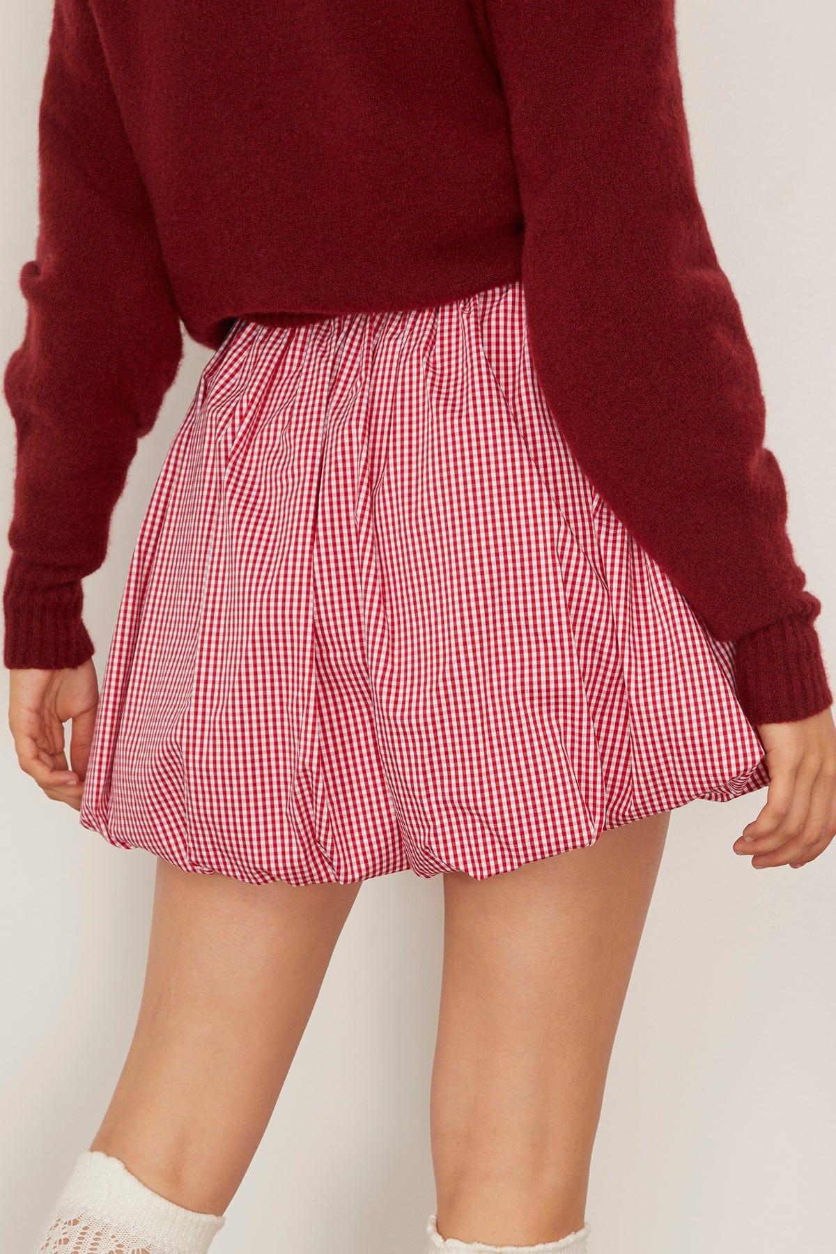 Kinsley Bubble Skirt in Carmine Check - Image 4