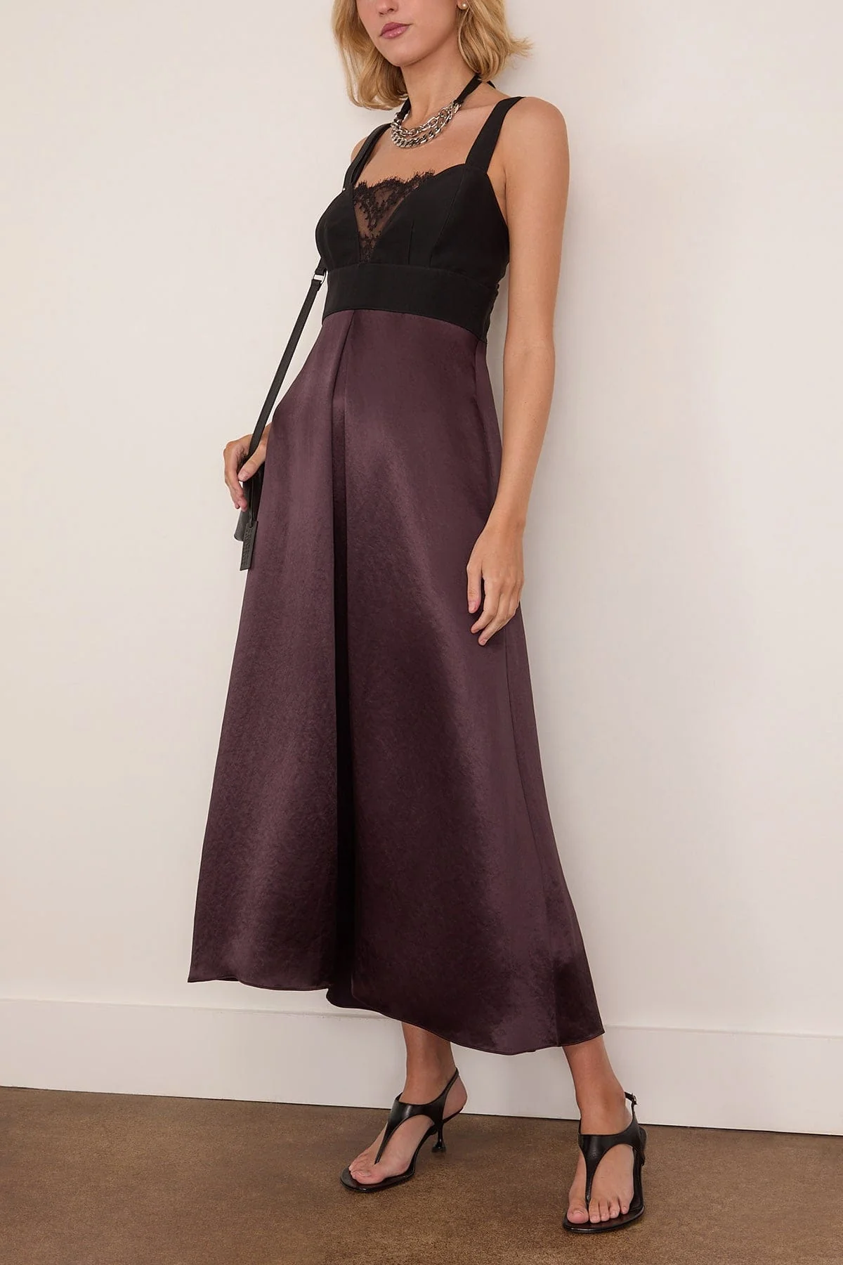 Lace Bustier Dress in Black/Plum - Image 2