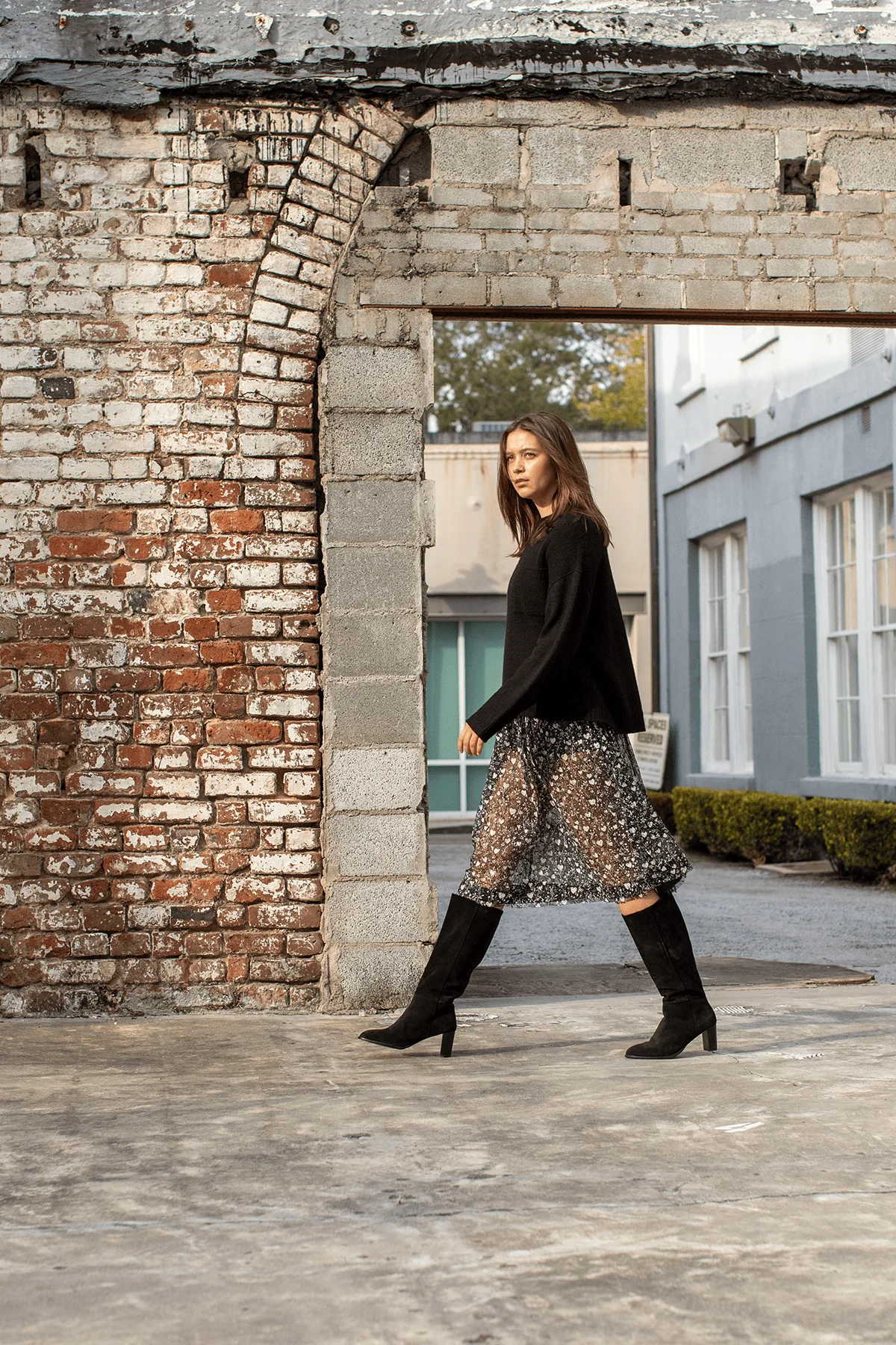 Lace Midi Skirt in Mini Hearts on Black - Image 5