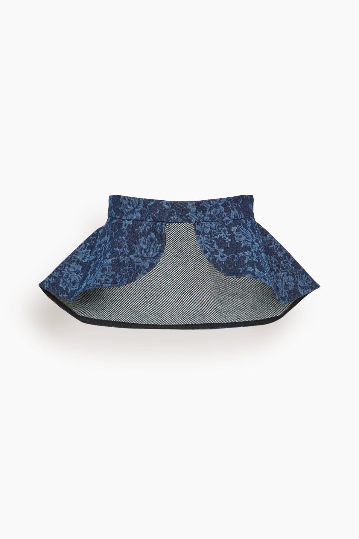 Lace Print Denim Belt in Washed Dark Blue