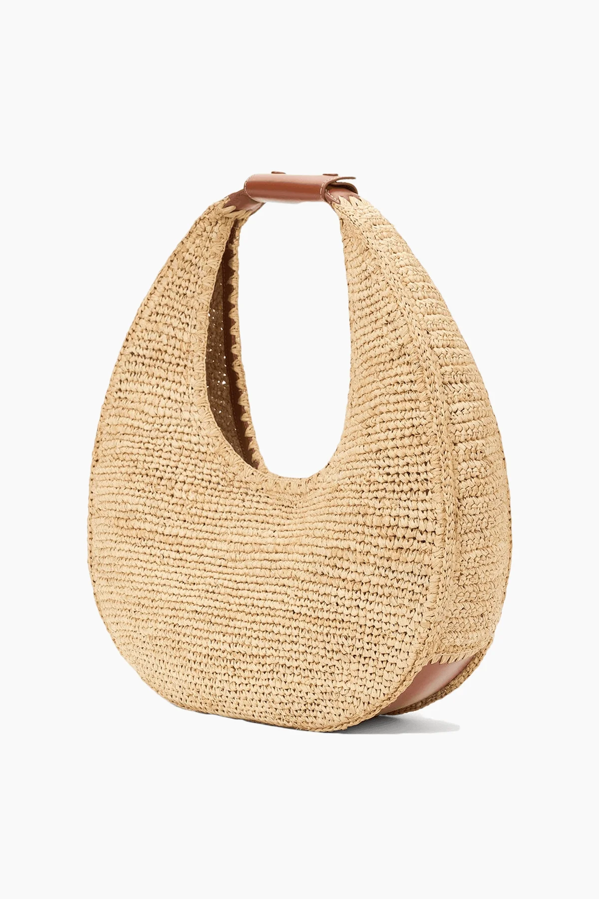 Large Raffia Moon Tote Bag in Natural/Tan - Image 3