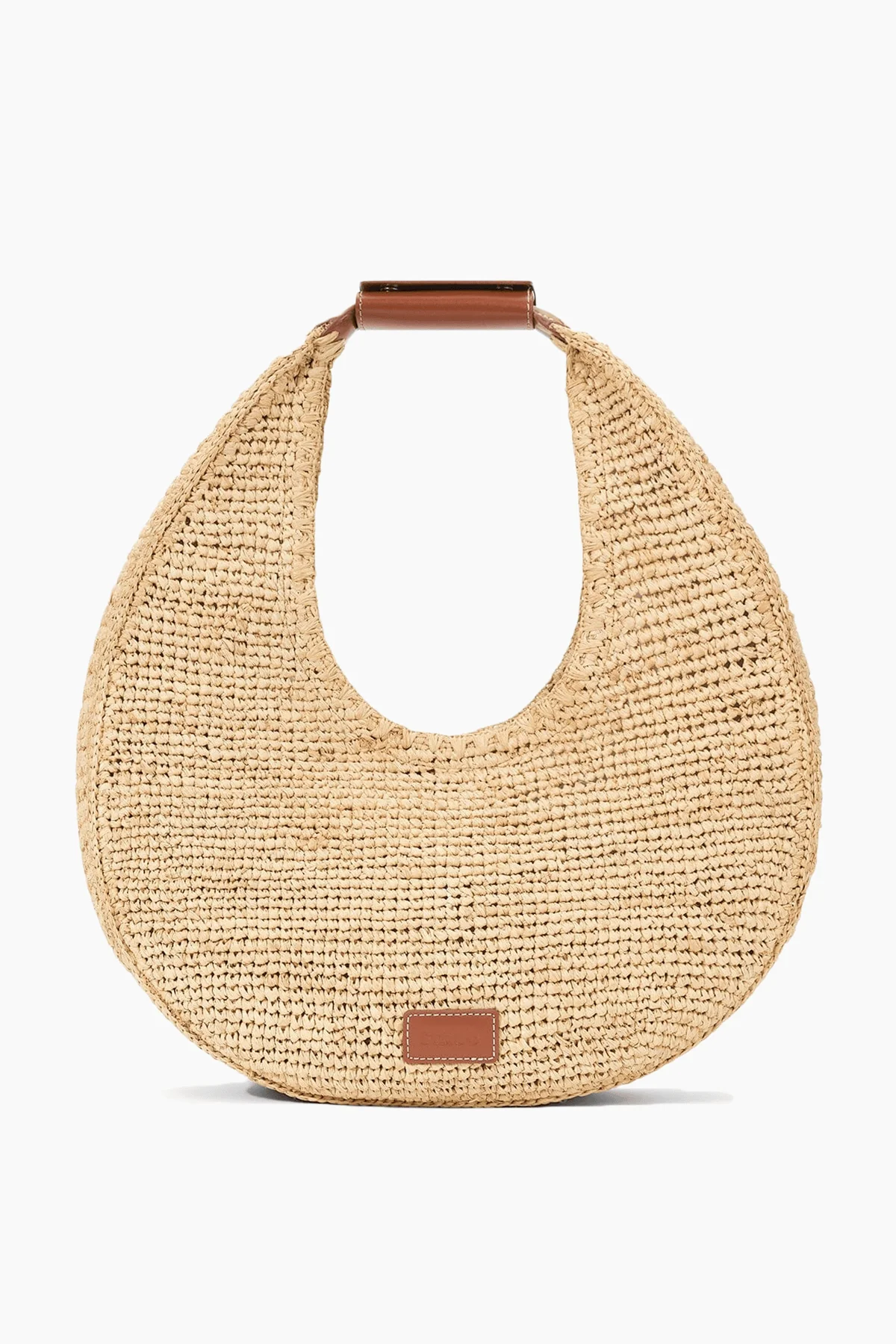 Large Raffia Moon Tote Bag in Natural/Tan - Image 4