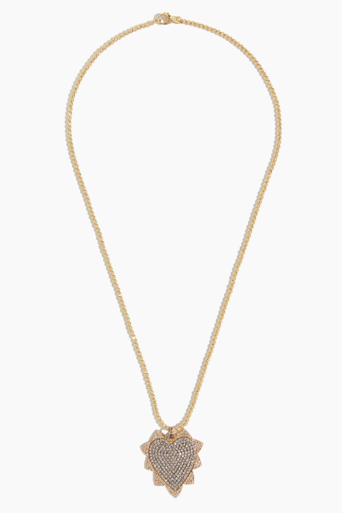 Large Spike Heart Pendant in 14k Yellow Gold/Sterling Silver - Image 3