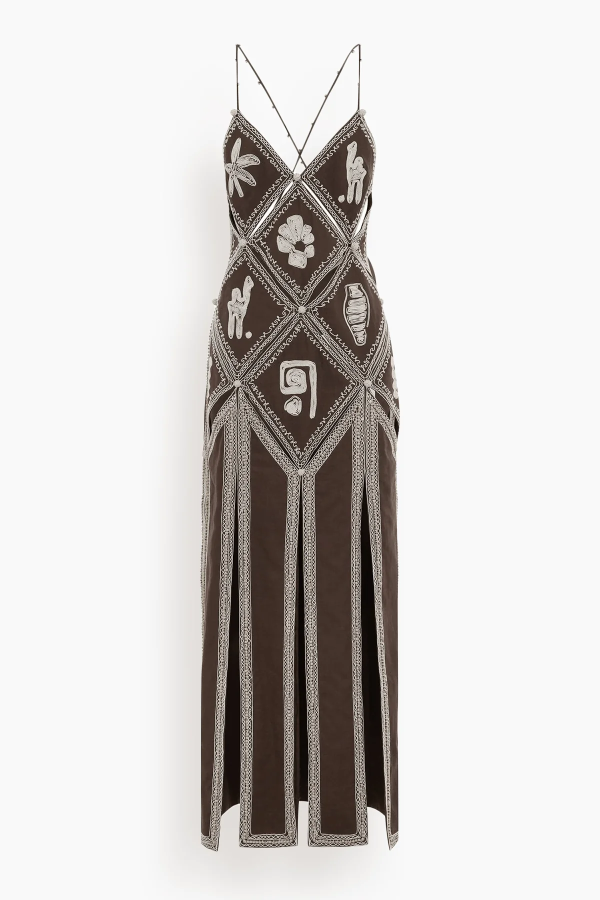 Leandra Corded Slip Midi Dress in Chocolate