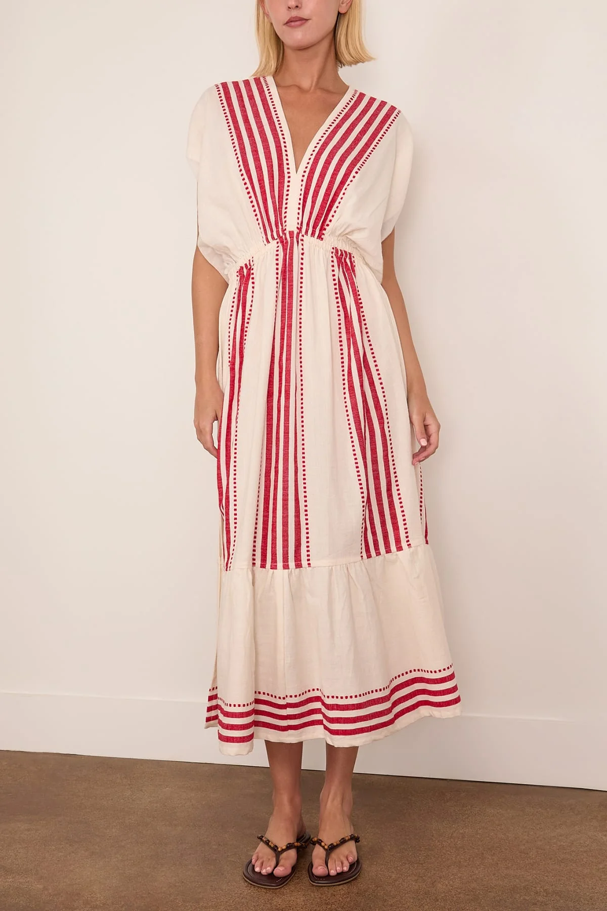 Leila Plunge Dress in Eshe Red - Image 3