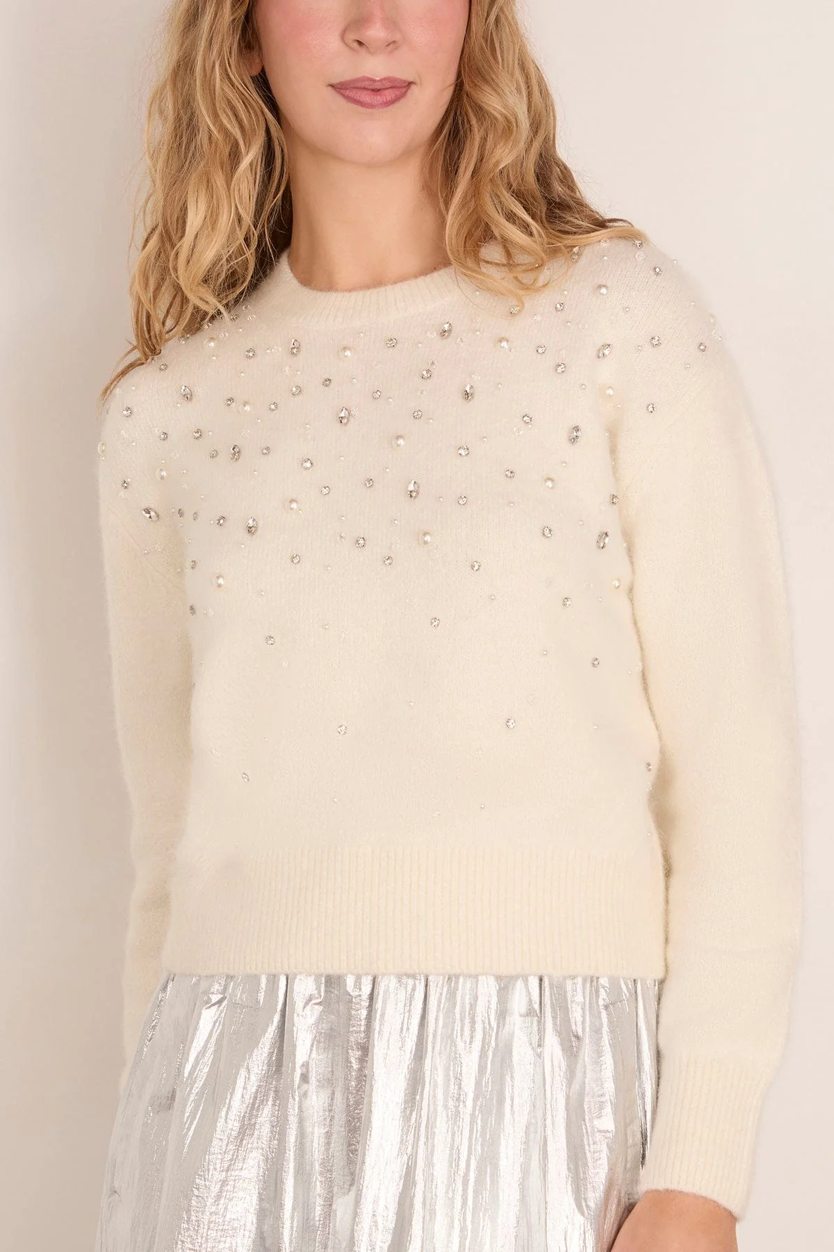 Lexia Embellished Sweater in Cream - Image 3