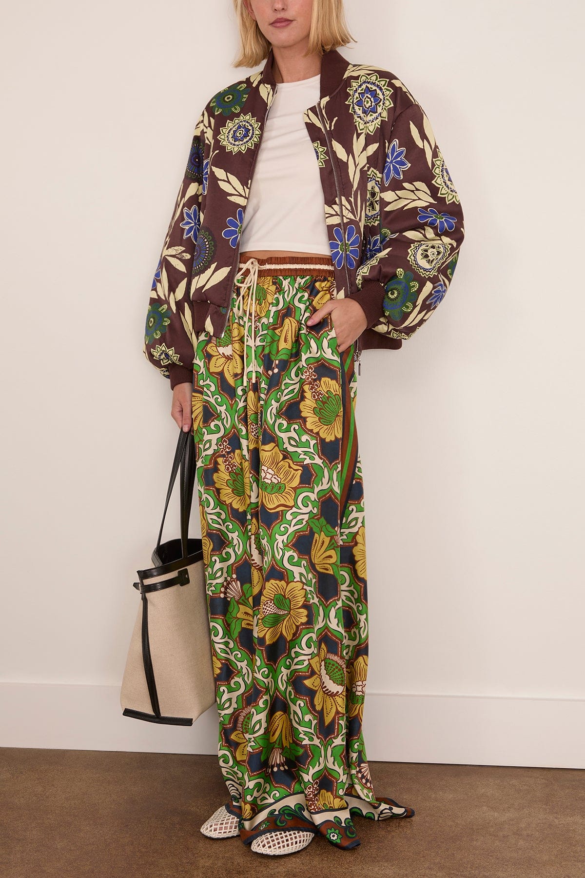 Liana Silk Palazzo Pant in Multi - Image 2