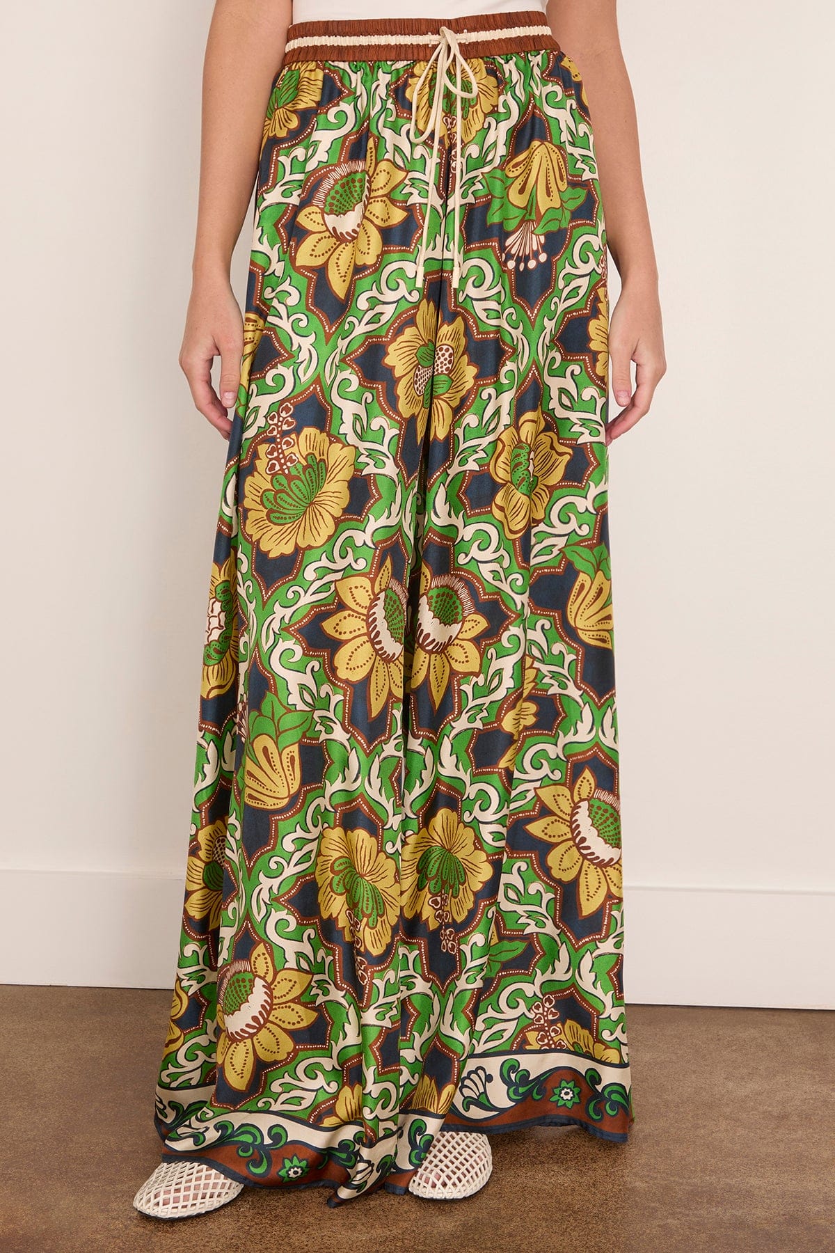 Liana Silk Palazzo Pant in Multi - Image 3