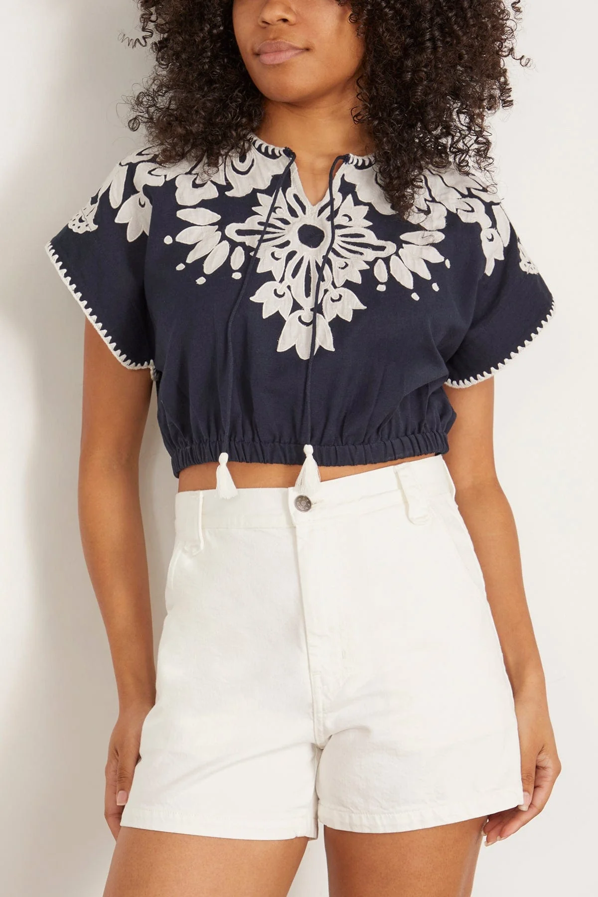 Liliana Applique Top in Navy - Image 3