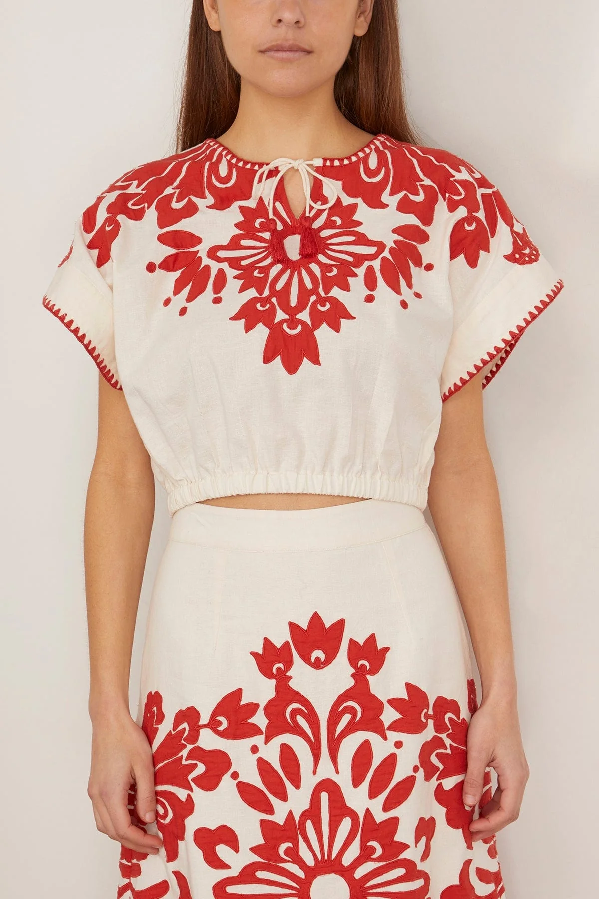 Liliana Applique Top in Red - Image 3