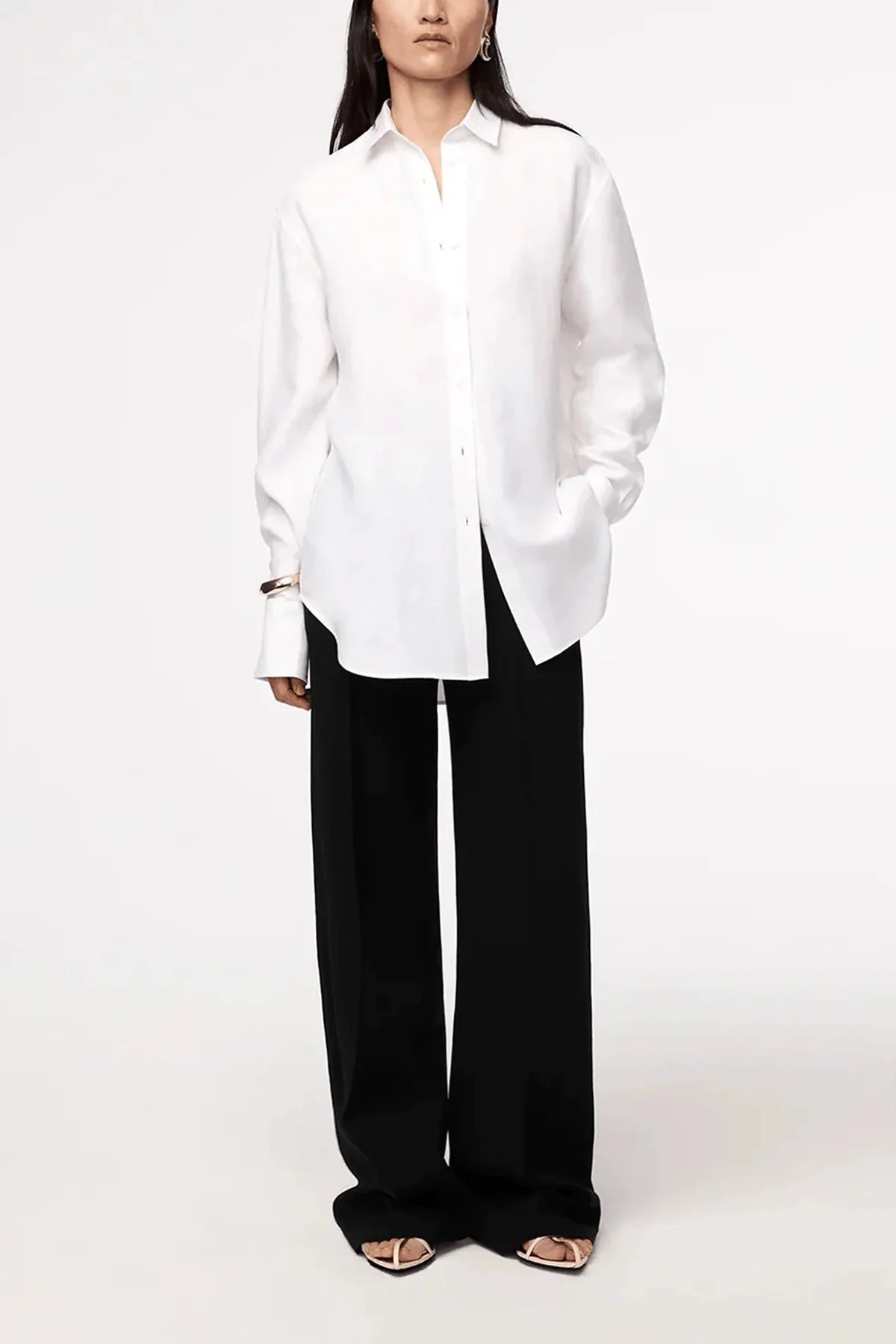 Linen Oversized Mens Shirt in White - Image 2