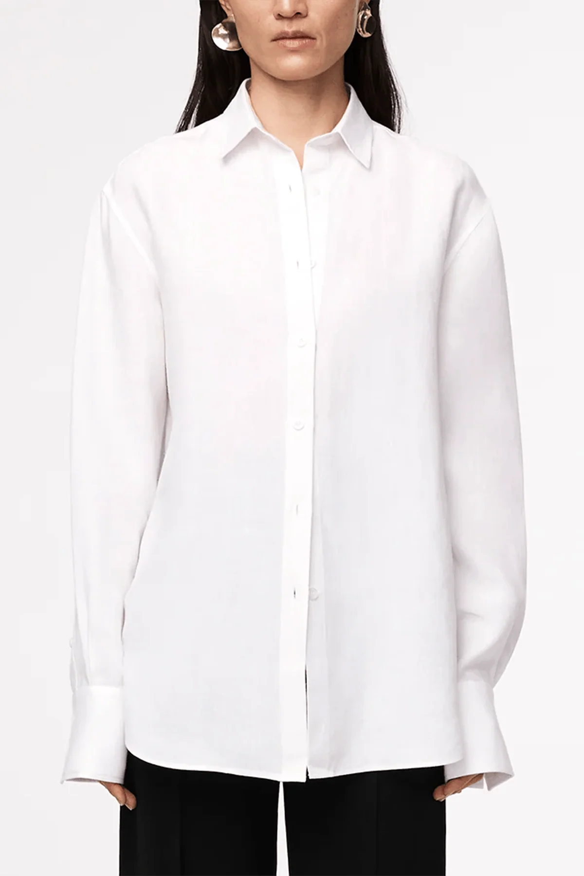 Linen Oversized Mens Shirt in White - Image 3