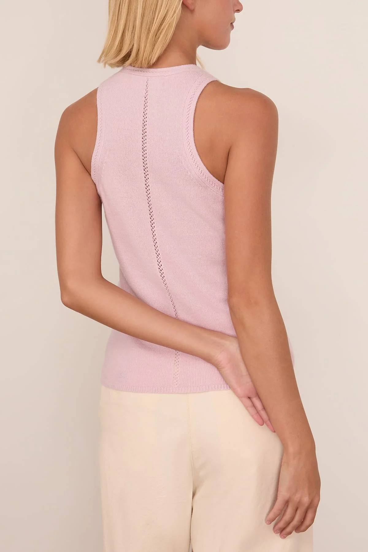 Lingerie Stitch Racer Tank in Powder Pink - Image 4