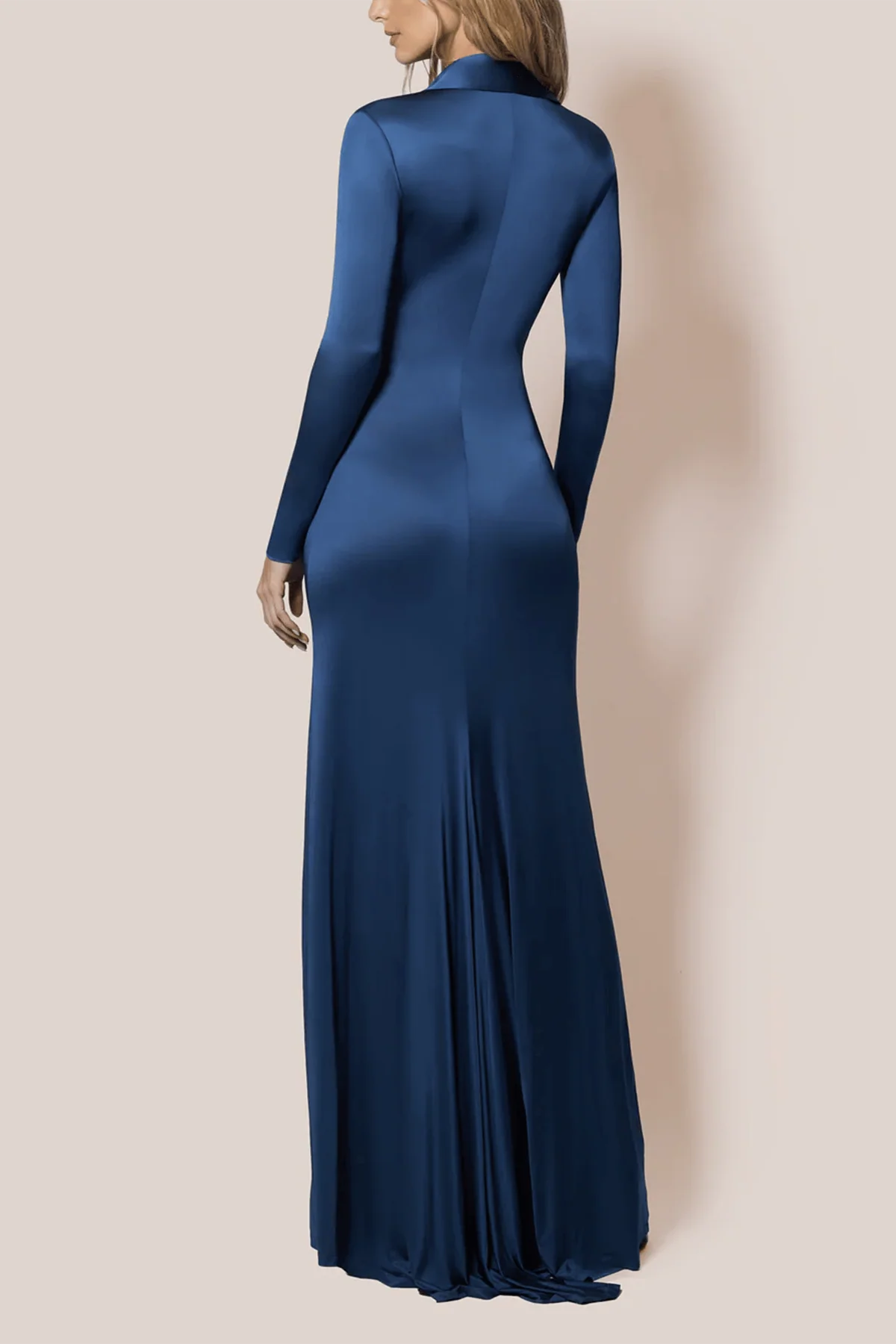 Liquid Contour Buttondown Shirtdress in French Navy - Image 4