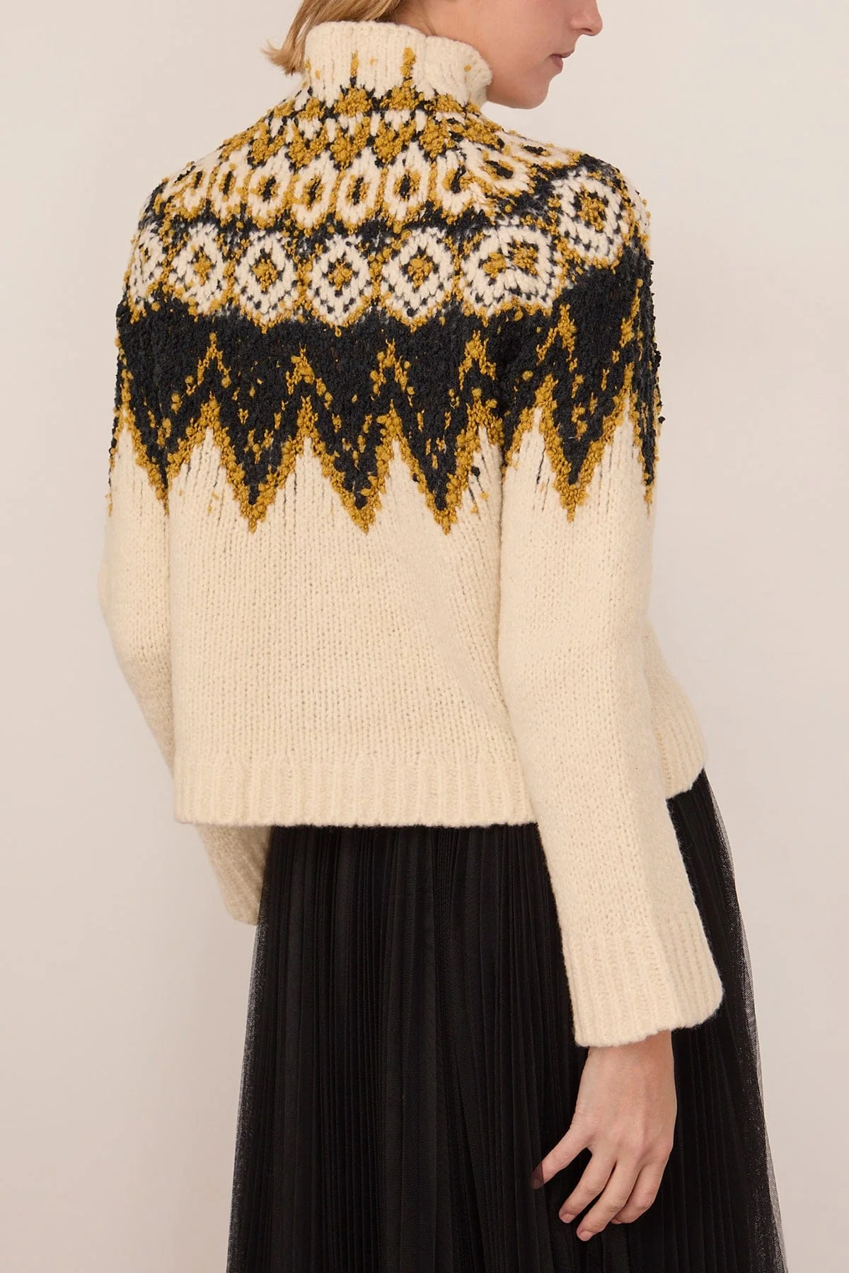 Lizzy Sweater in Textured Fairisle Cream Multi - Image 4