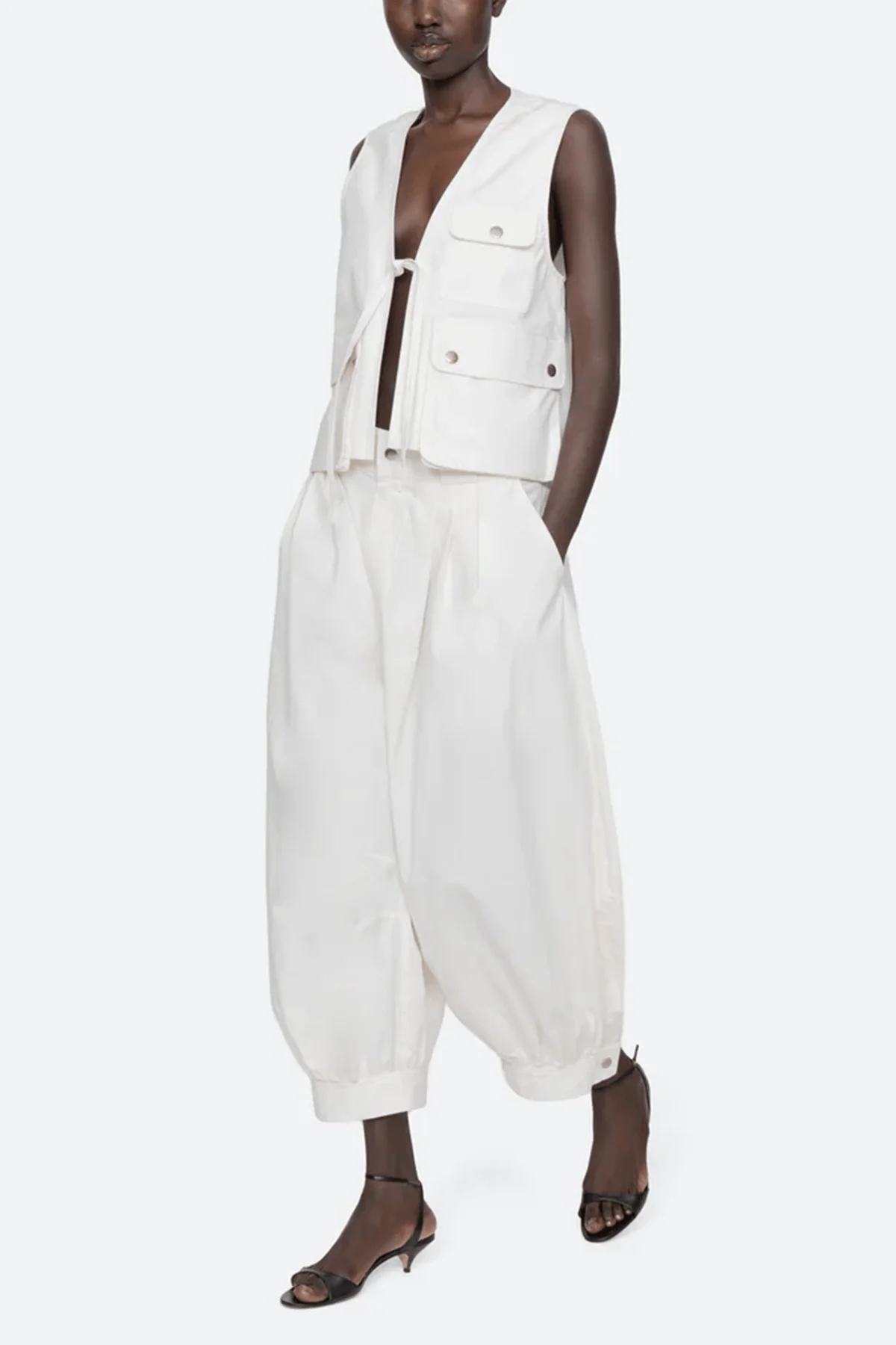 Lois Twill Vest in Cream - Image 2