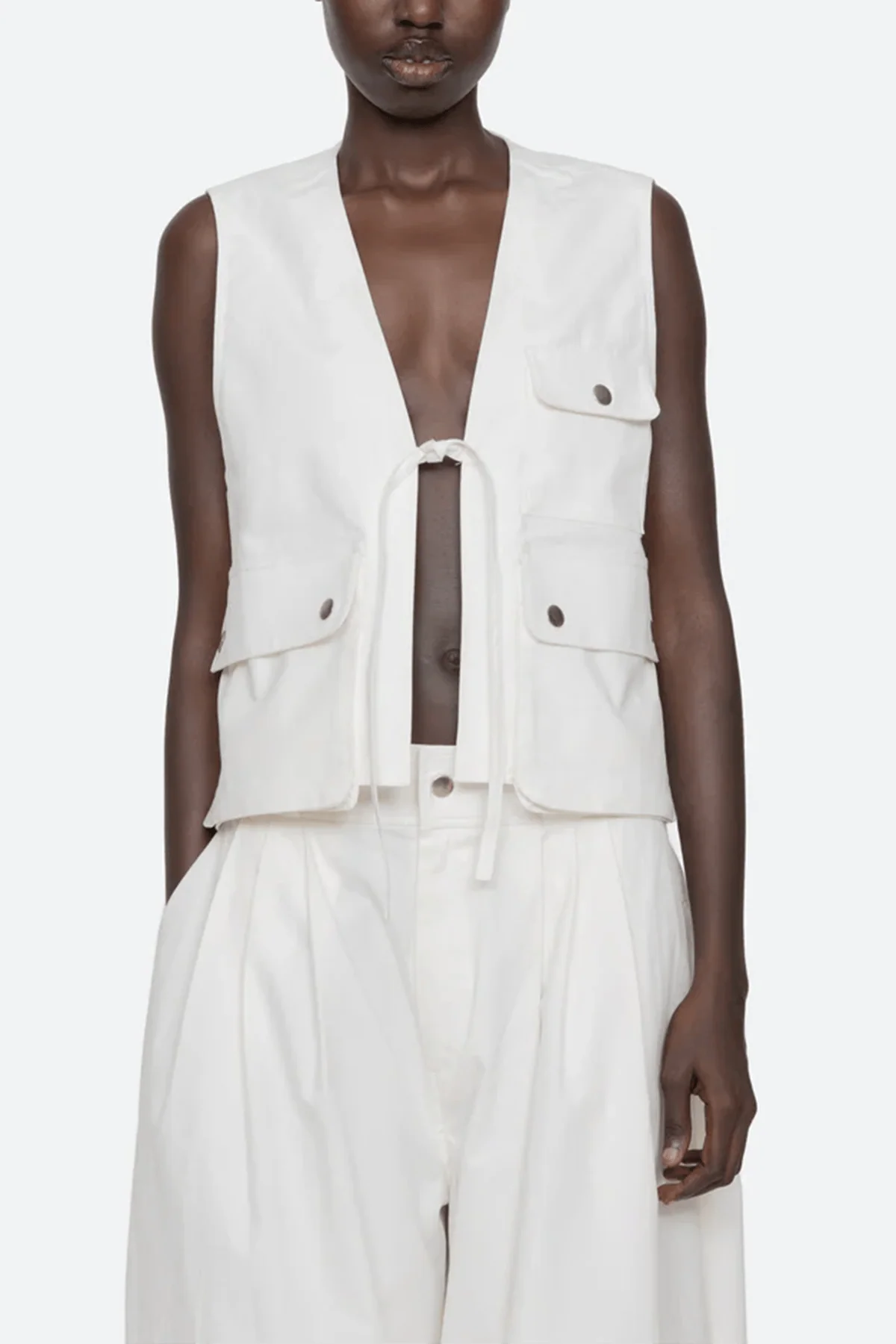 Lois Twill Vest in Cream - Image 3
