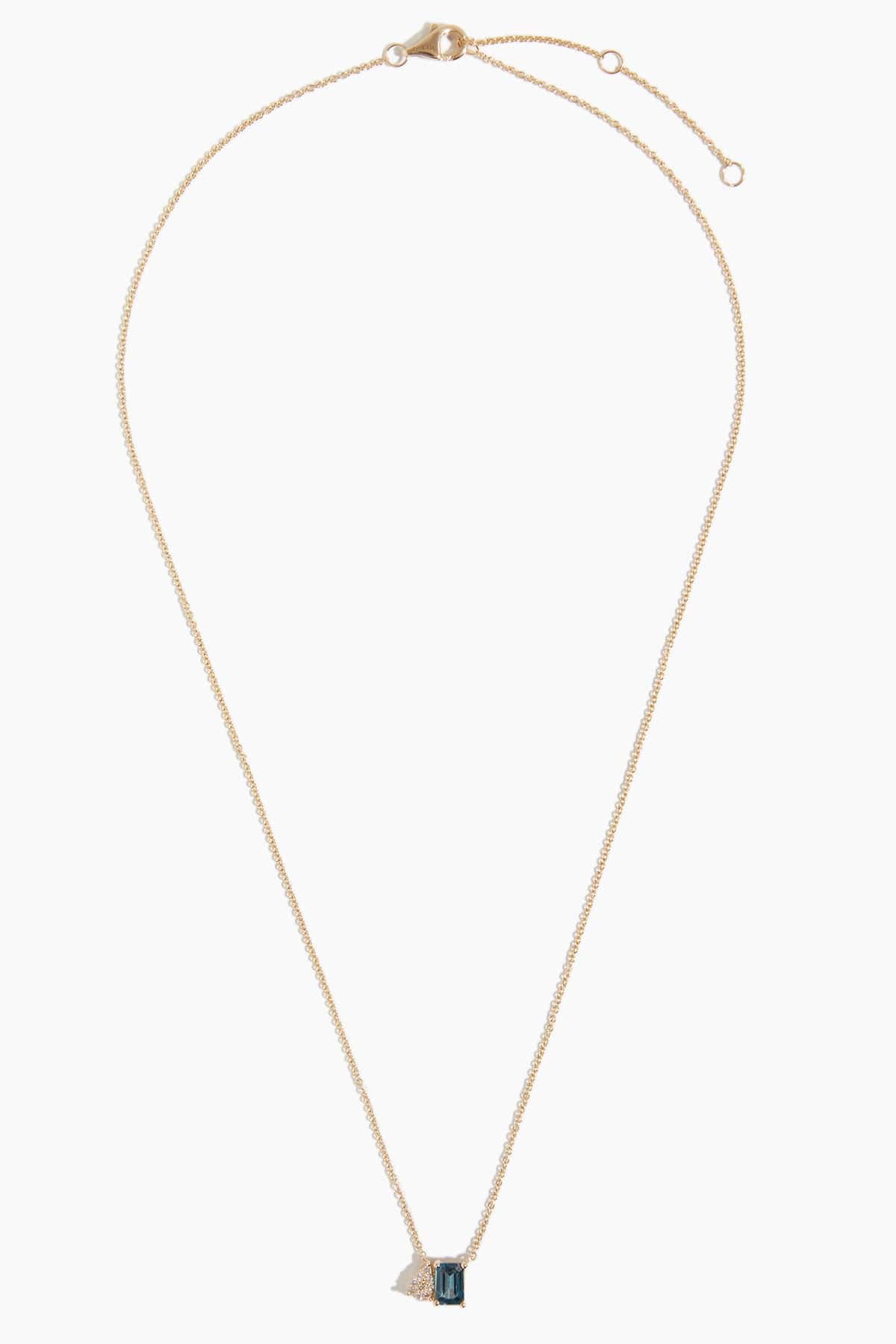 London Topaz Pave Pairs Necklace in 14k Yellow Gold - Image 3