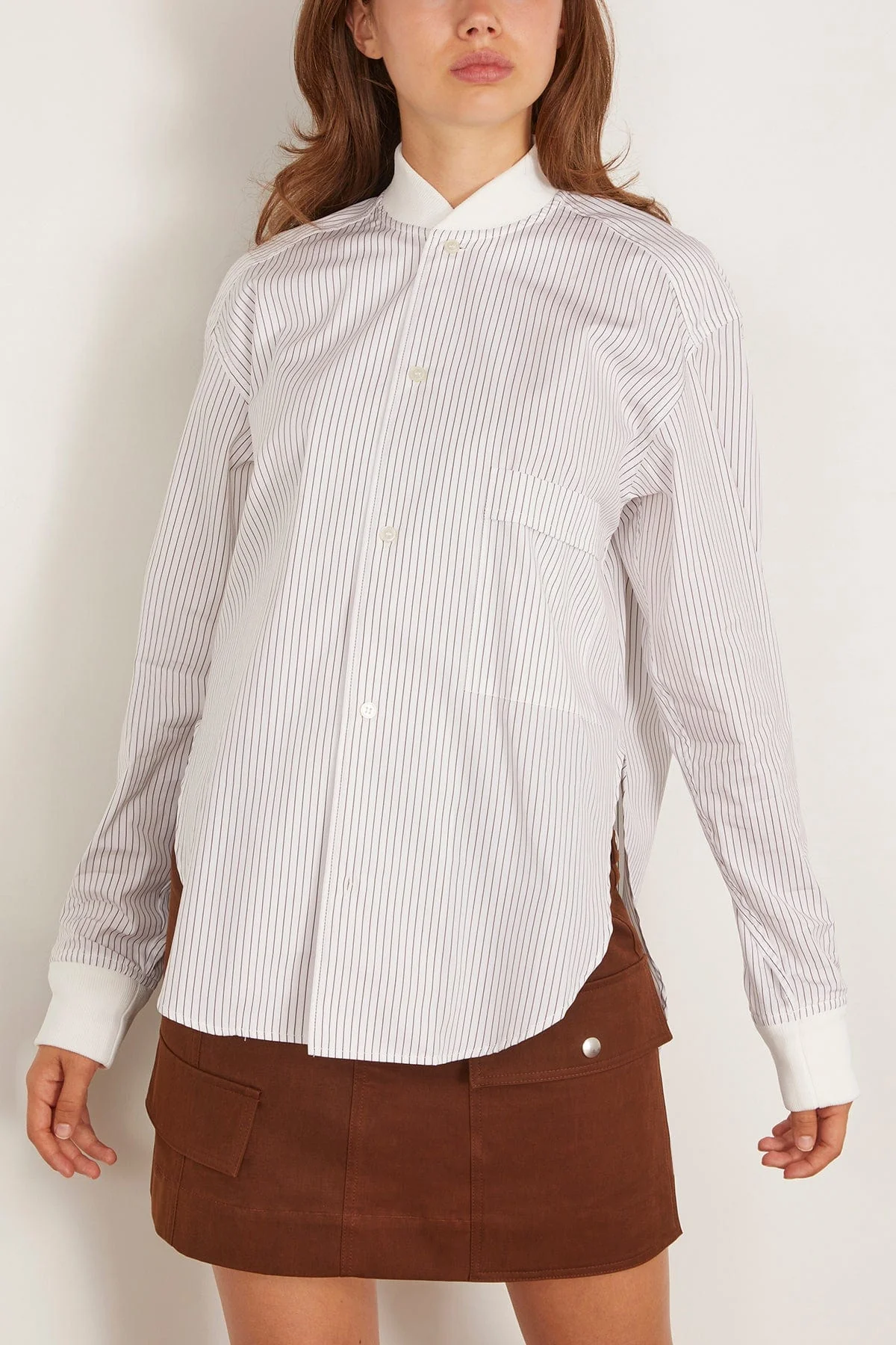 Long Sleeve Shirt in Brown/White Stripe - Image 3