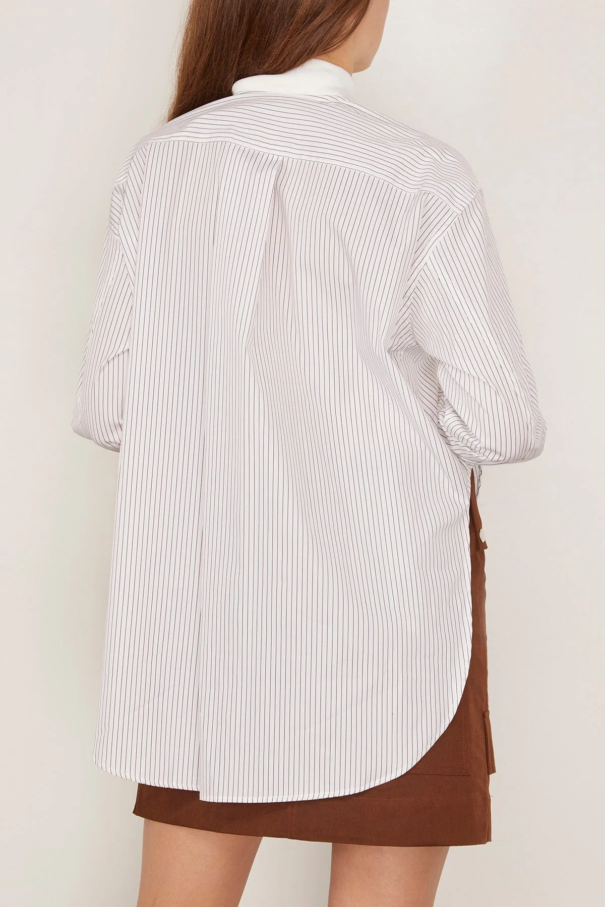 Long Sleeve Shirt in Brown/White Stripe - Image 4