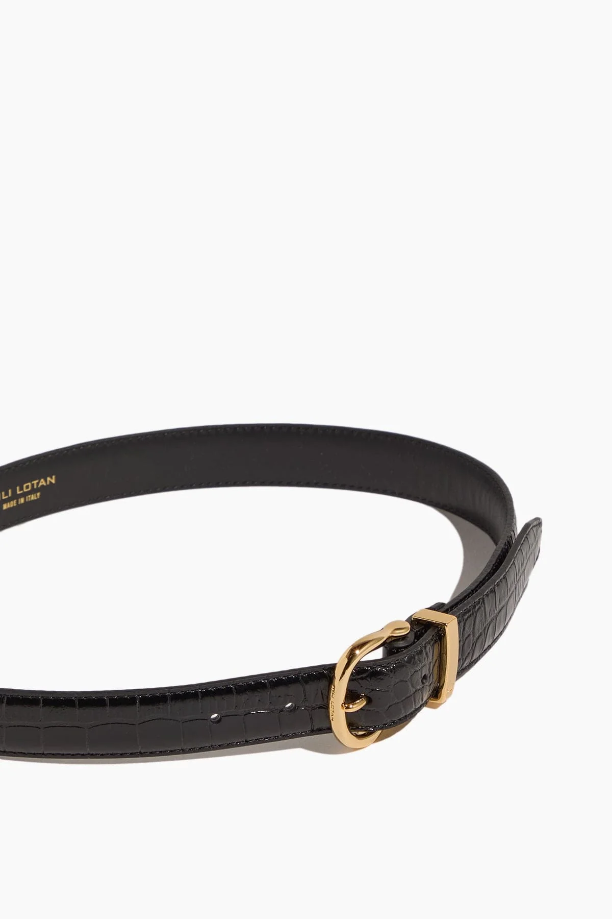 Louise Belt in Black with Shiny Brass Buckle - Image 3