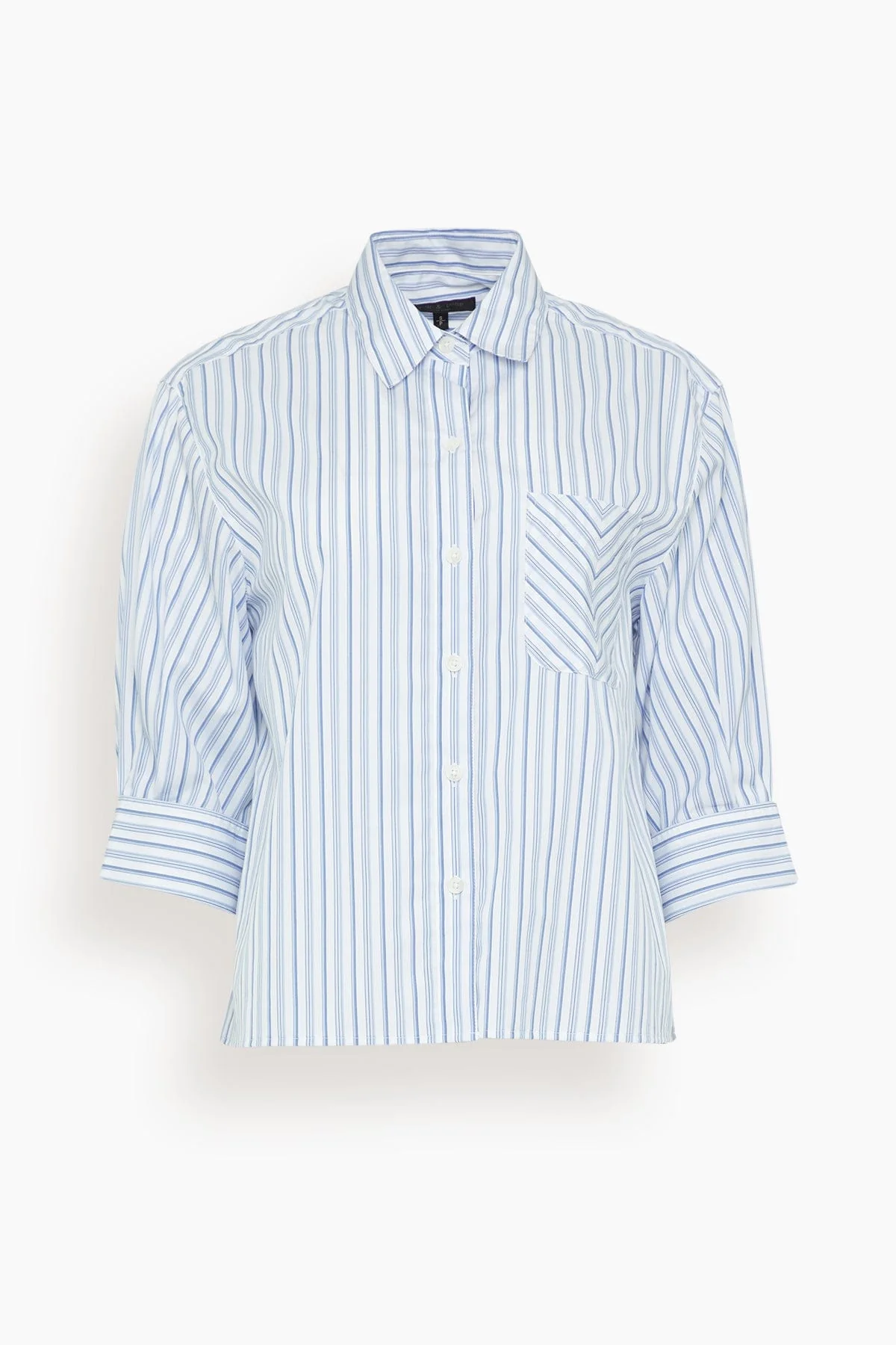 Lucia Stripe Poplin Shirt in Baby Blue Stripe