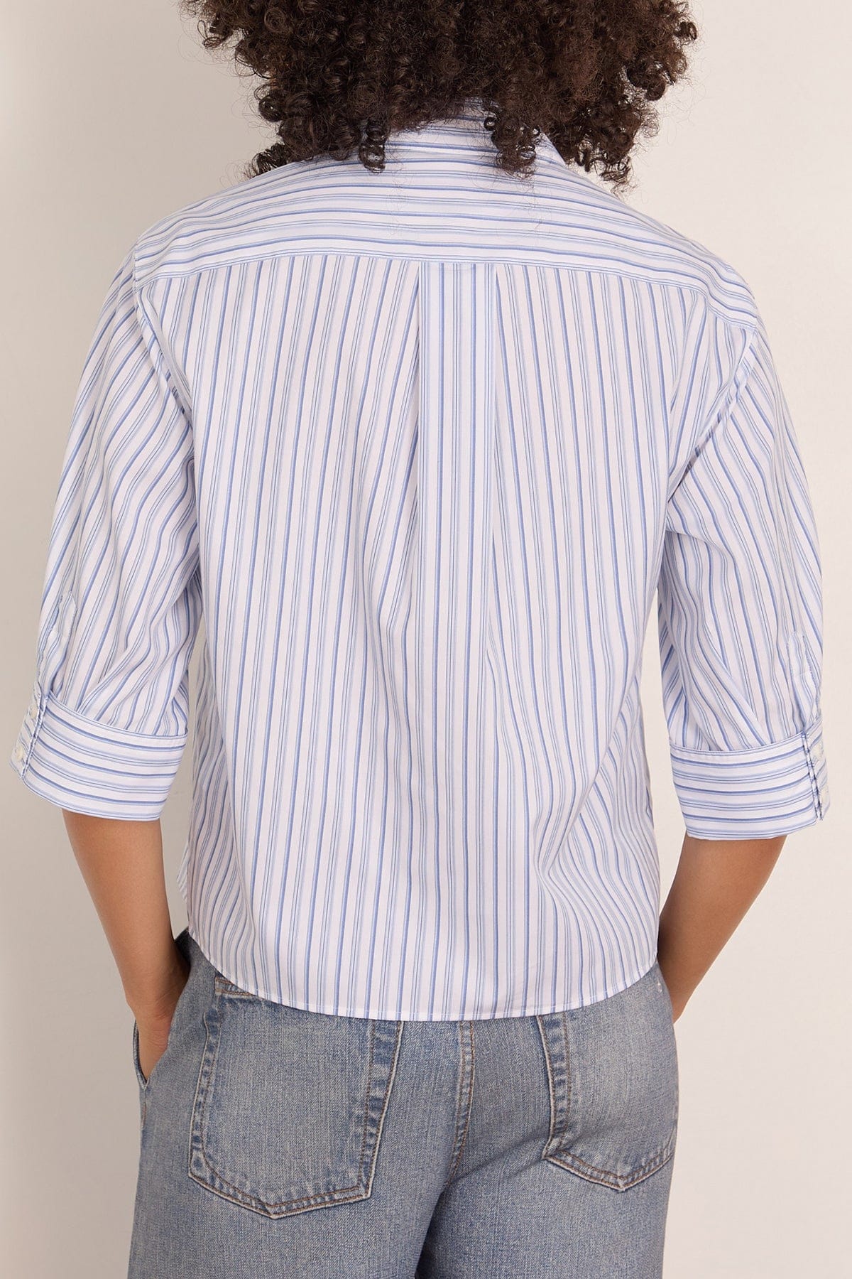 Lucia Stripe Poplin Shirt in Baby Blue Stripe - Image 4
