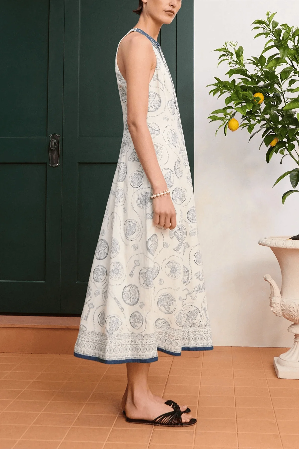 Lucky Lace Up Midi Dress in Ivory - Image 3