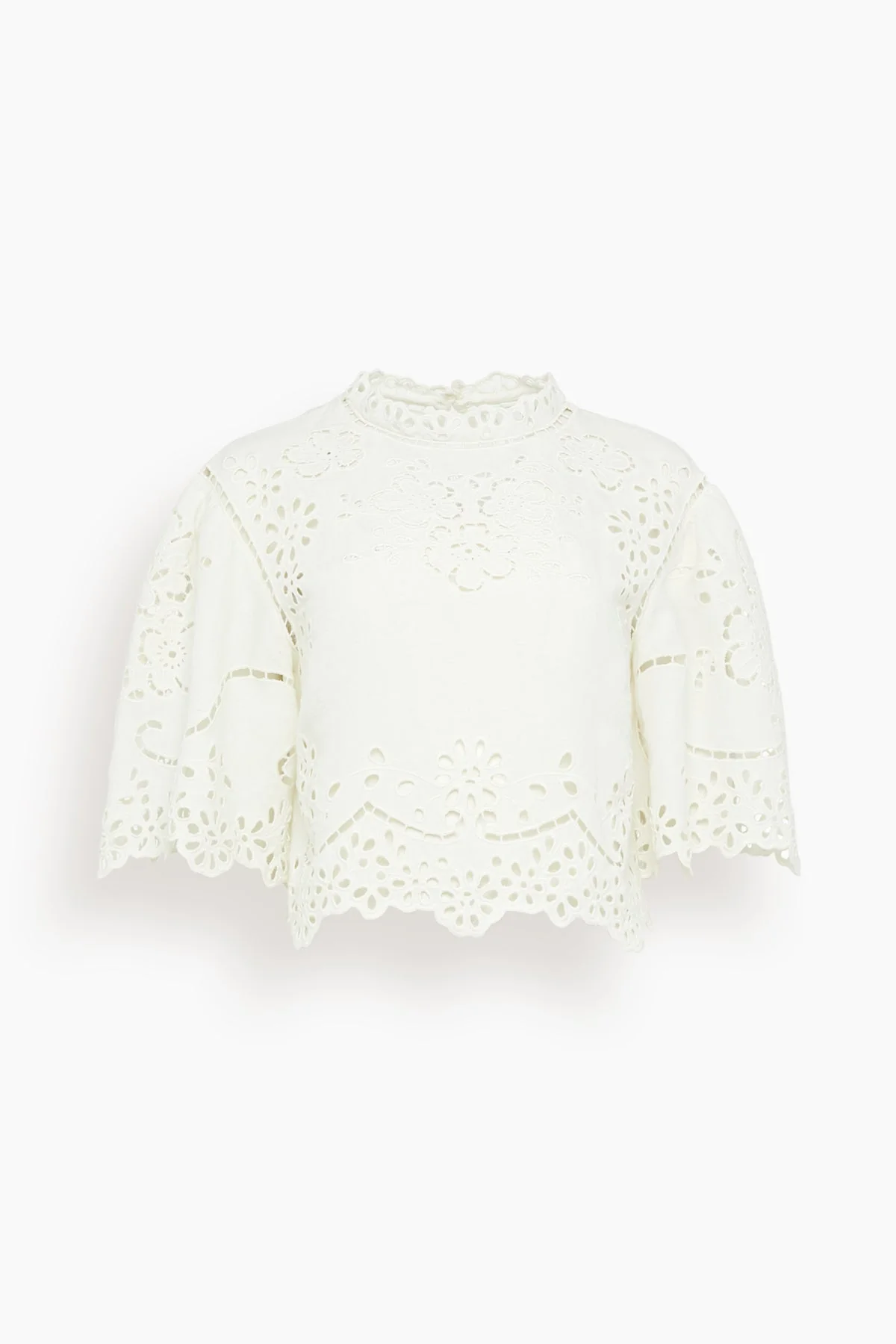 Lula Embroidery Short Sleeve Top in White