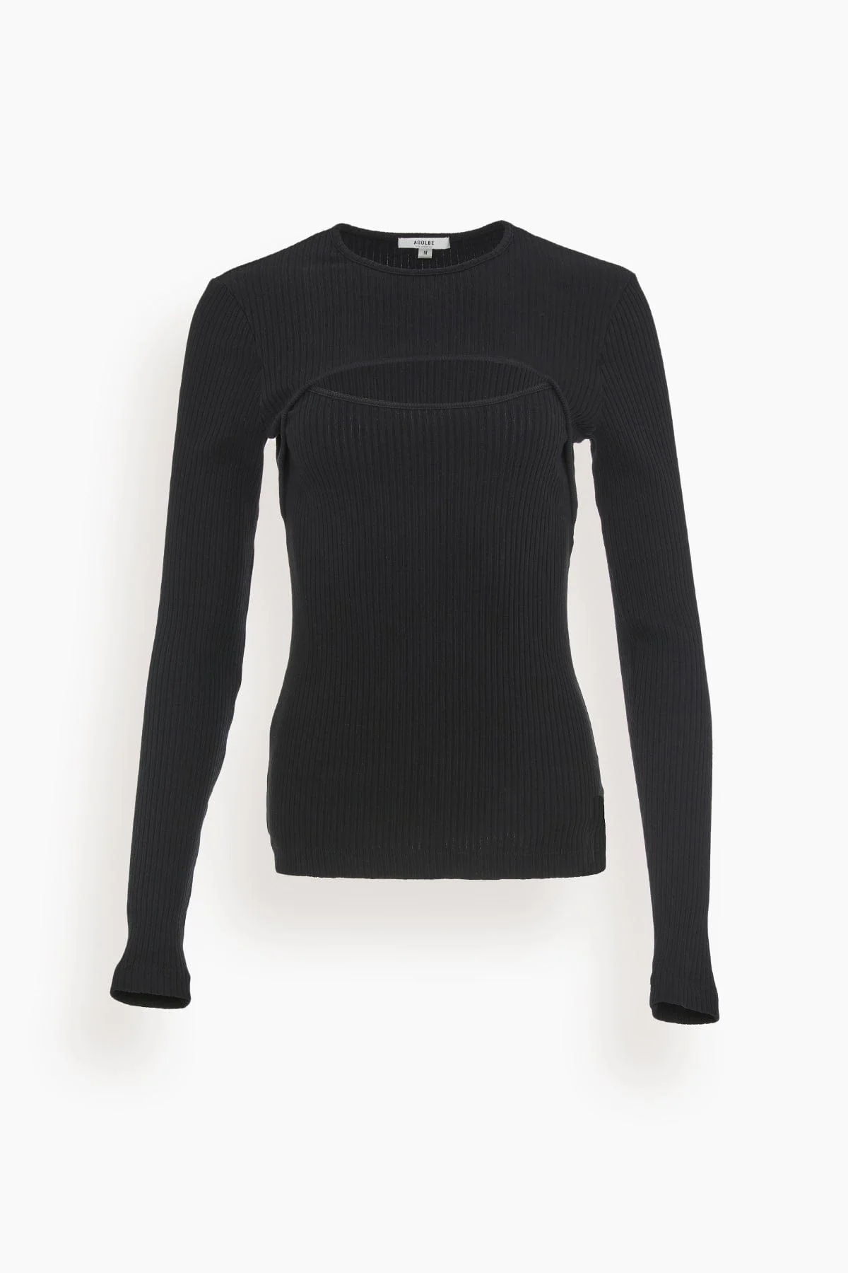 Lyza Cut Out Rib Tee in Black