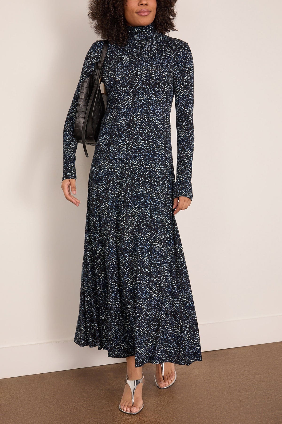 Mabel Dress in Cheetah Jersey Navy Multi - Image 2