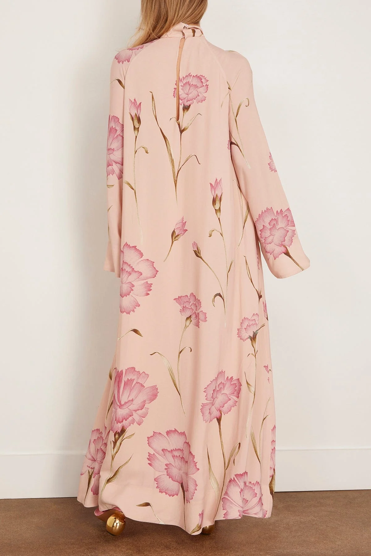 Macro Carnation Kaftan Dress in Rose - Image 4