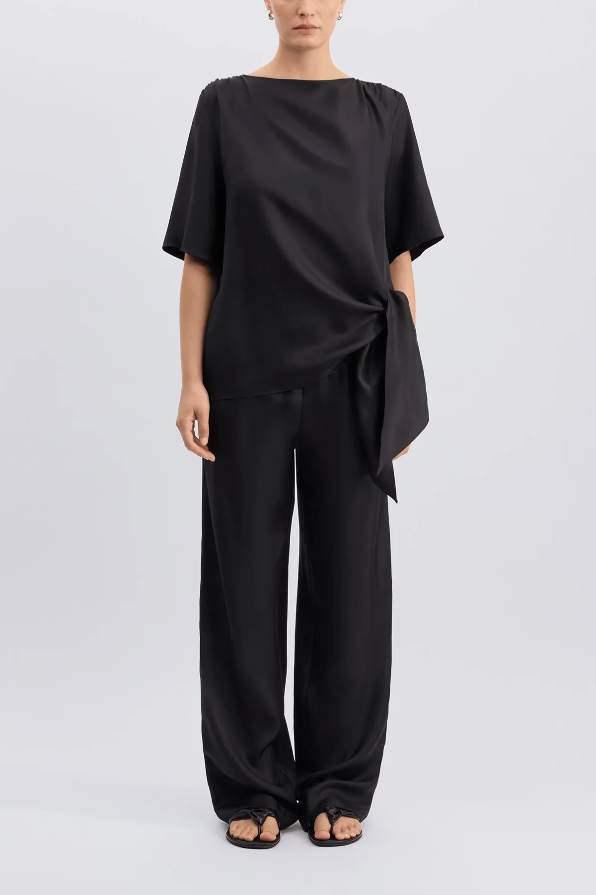 Mano Knotted Blouse in Black - Image 2