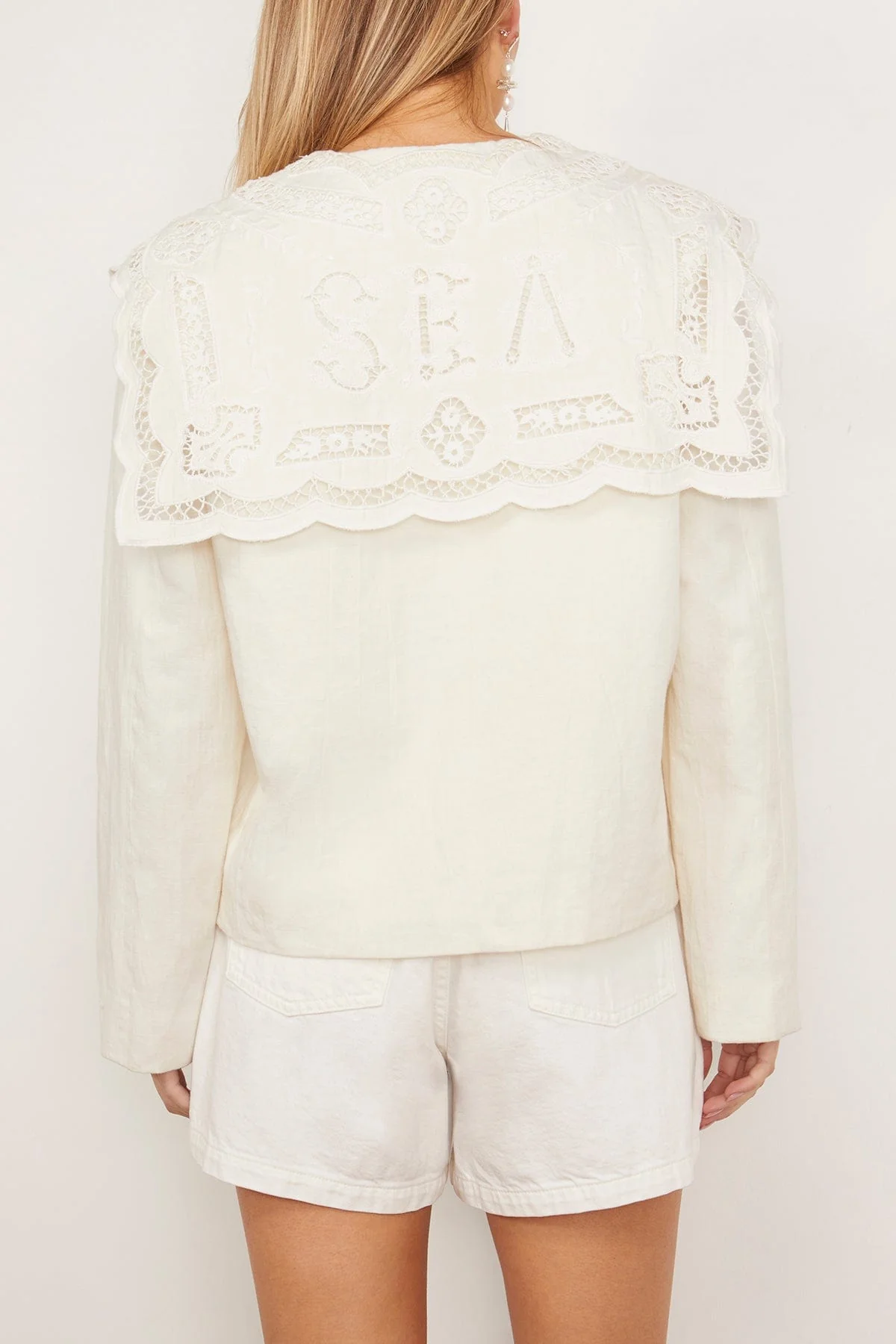 Marie Embroidery Jacket in White - Image 4