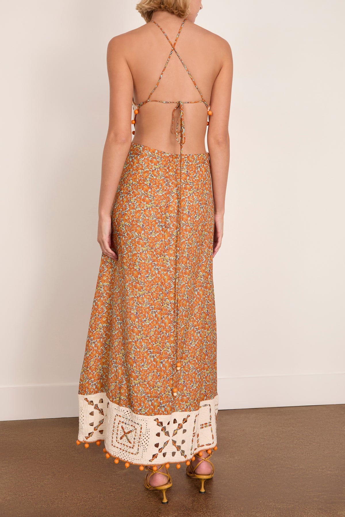 Marva Crochet Halter Midi Dress in Multi - Image 4