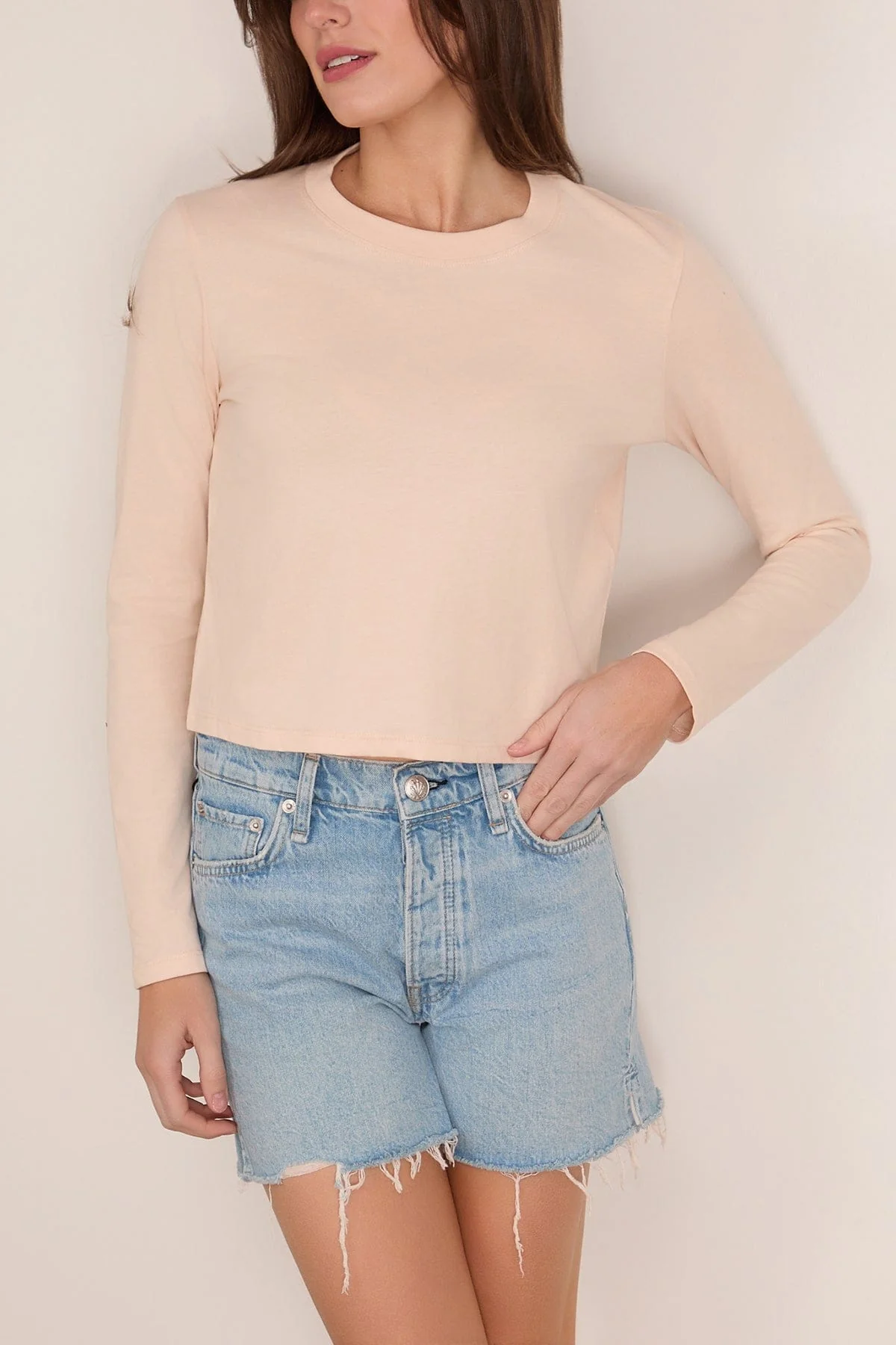 Masal Roundneck Long Sleeve Top in Cream Rose - Image 3