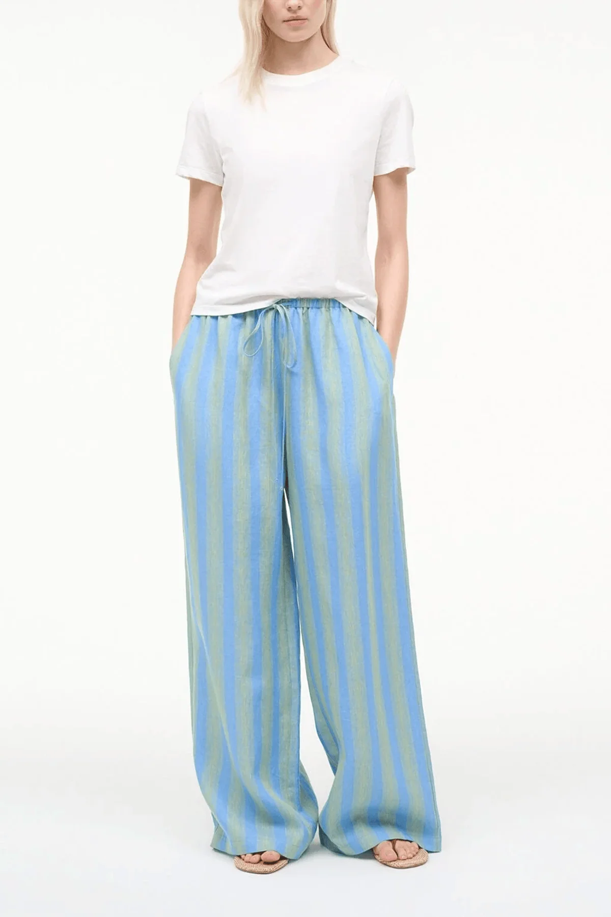 Mateo Linen Pant in Seaport Stripe - Image 2