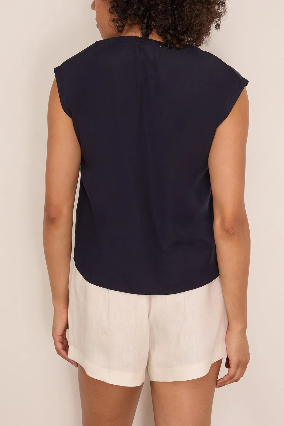 Matte Stretch Silk Satin Tank Top in Notte - Image 4
