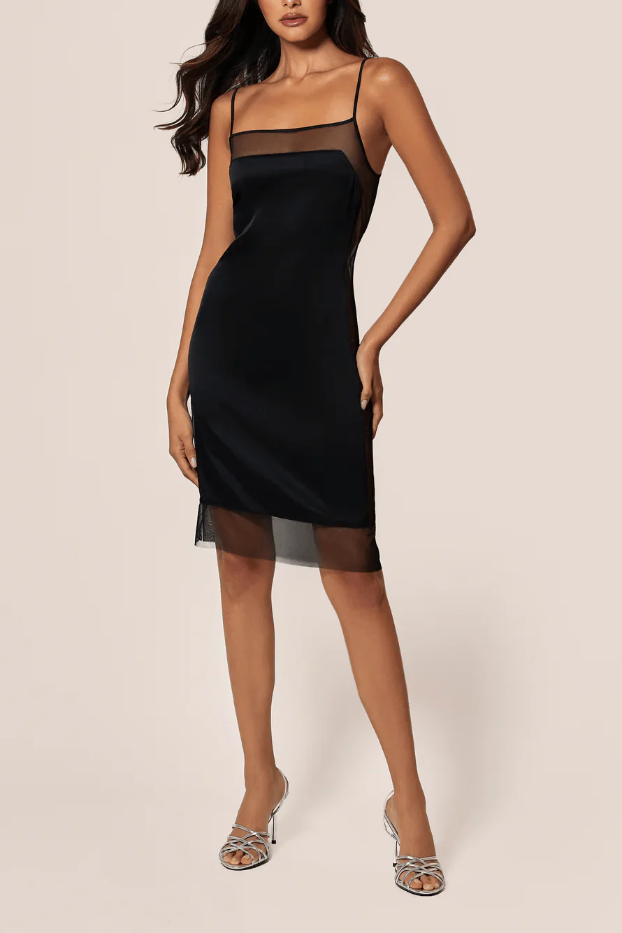 Maxim Mini Slip Dress in Black - Image 2