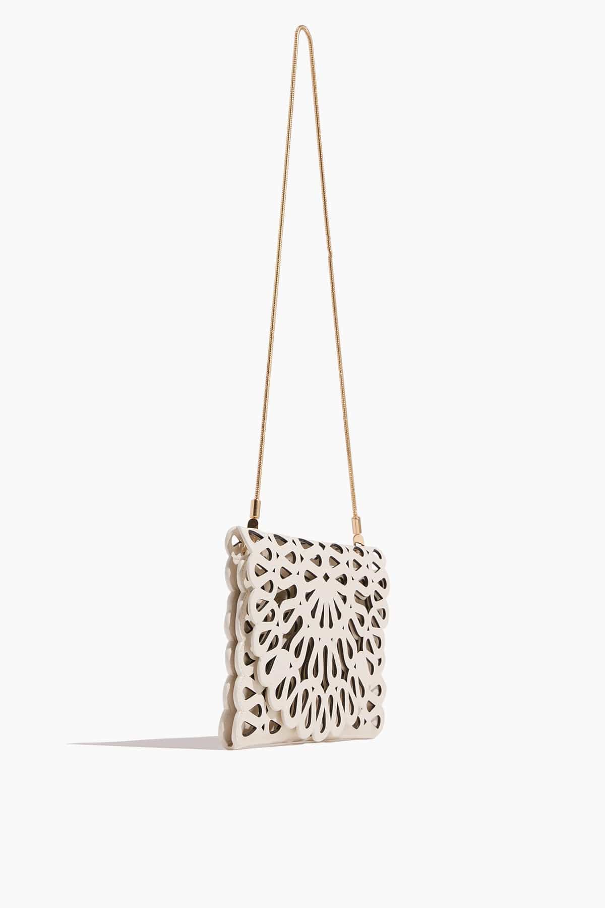 Mccall Laser Cut Leather Clutch in Cream - Image 4