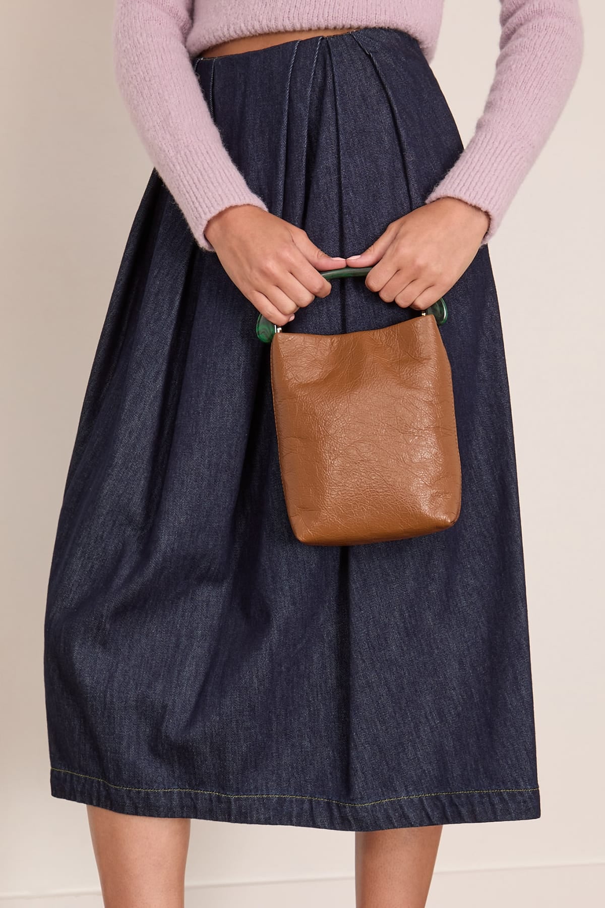 Micro Leather Bag in Tan - Image 2