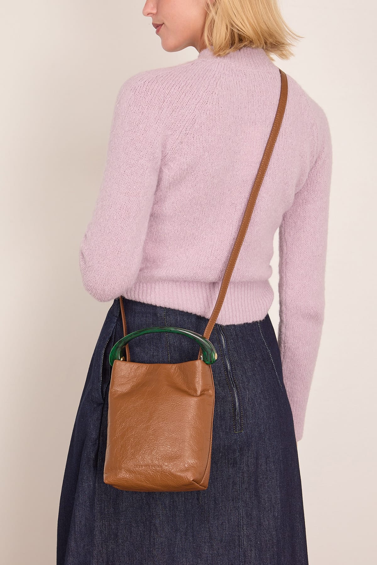 Micro Leather Bag in Tan - Image 3