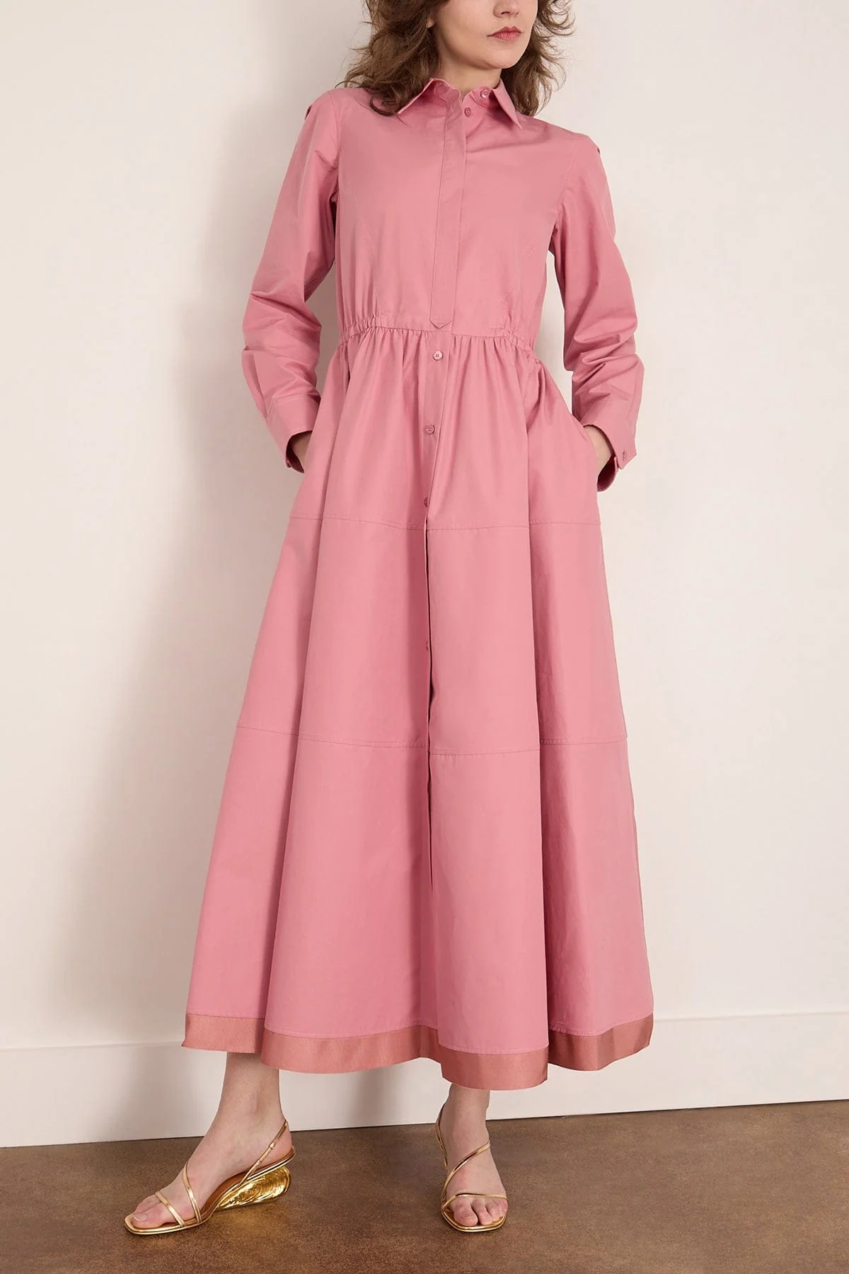 Midi Shirt Dress in Dusty Pink - Image 3