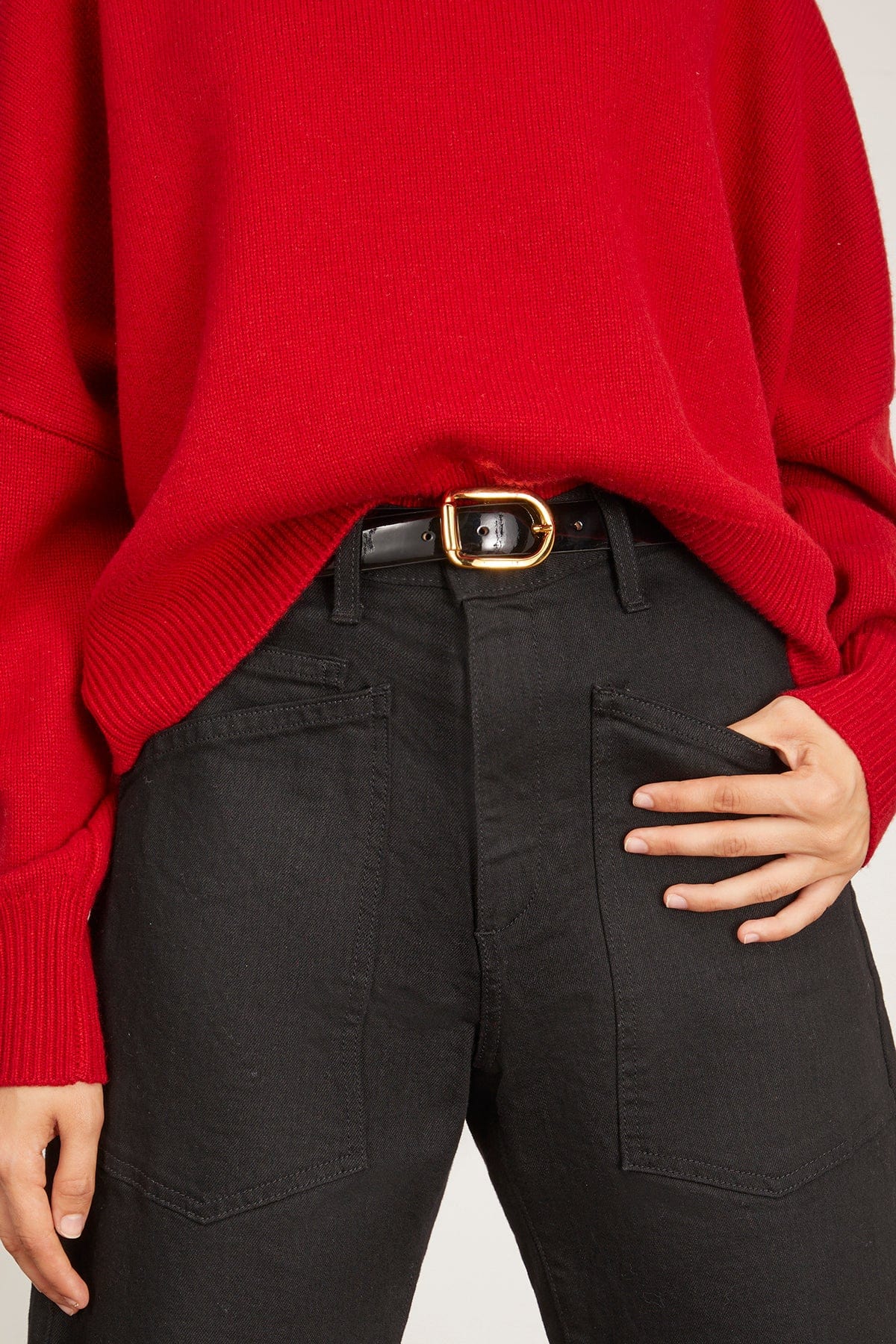 Mija Belt in Black Lacquer/Gold - Image 2