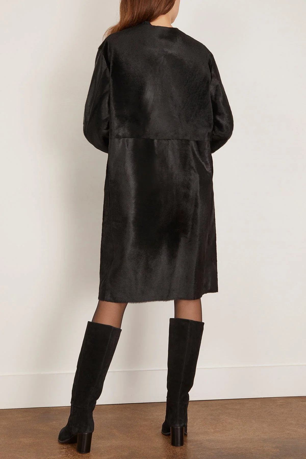 Miller Calfskin Coat in Black - Image 4