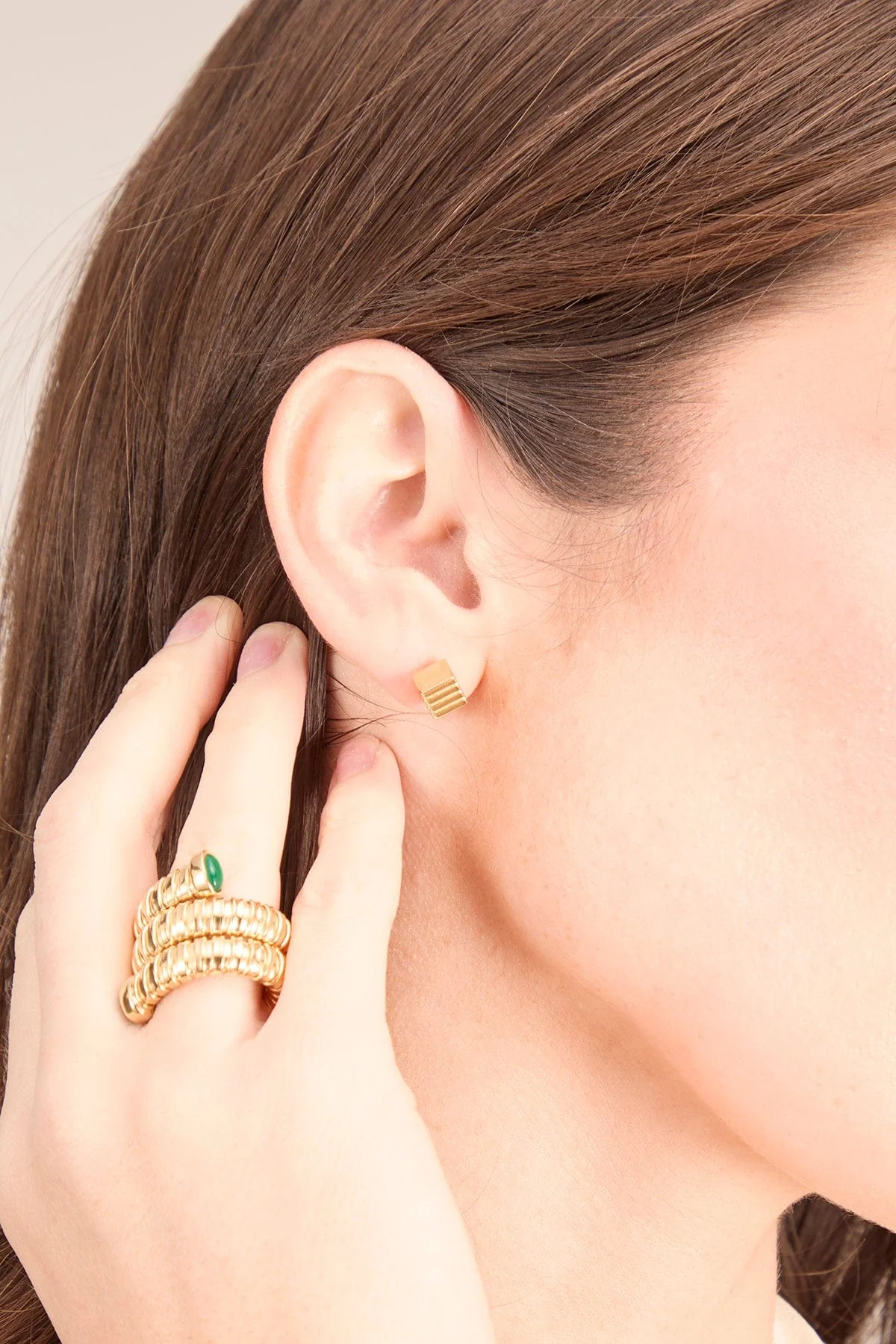 Mini Cube Studs in Yellow Gold - Image 2