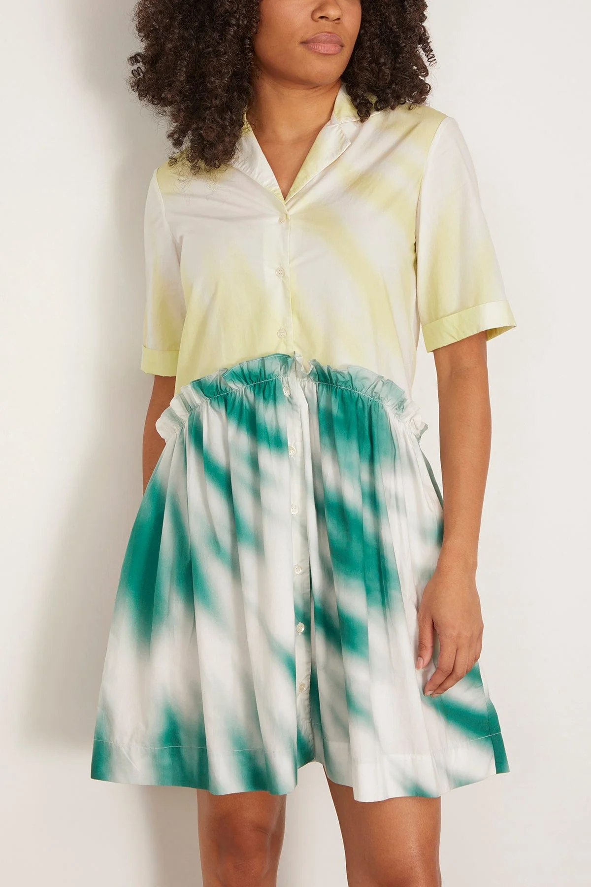 Mini Gathered Shirtdress in Tie Dye - Image 3