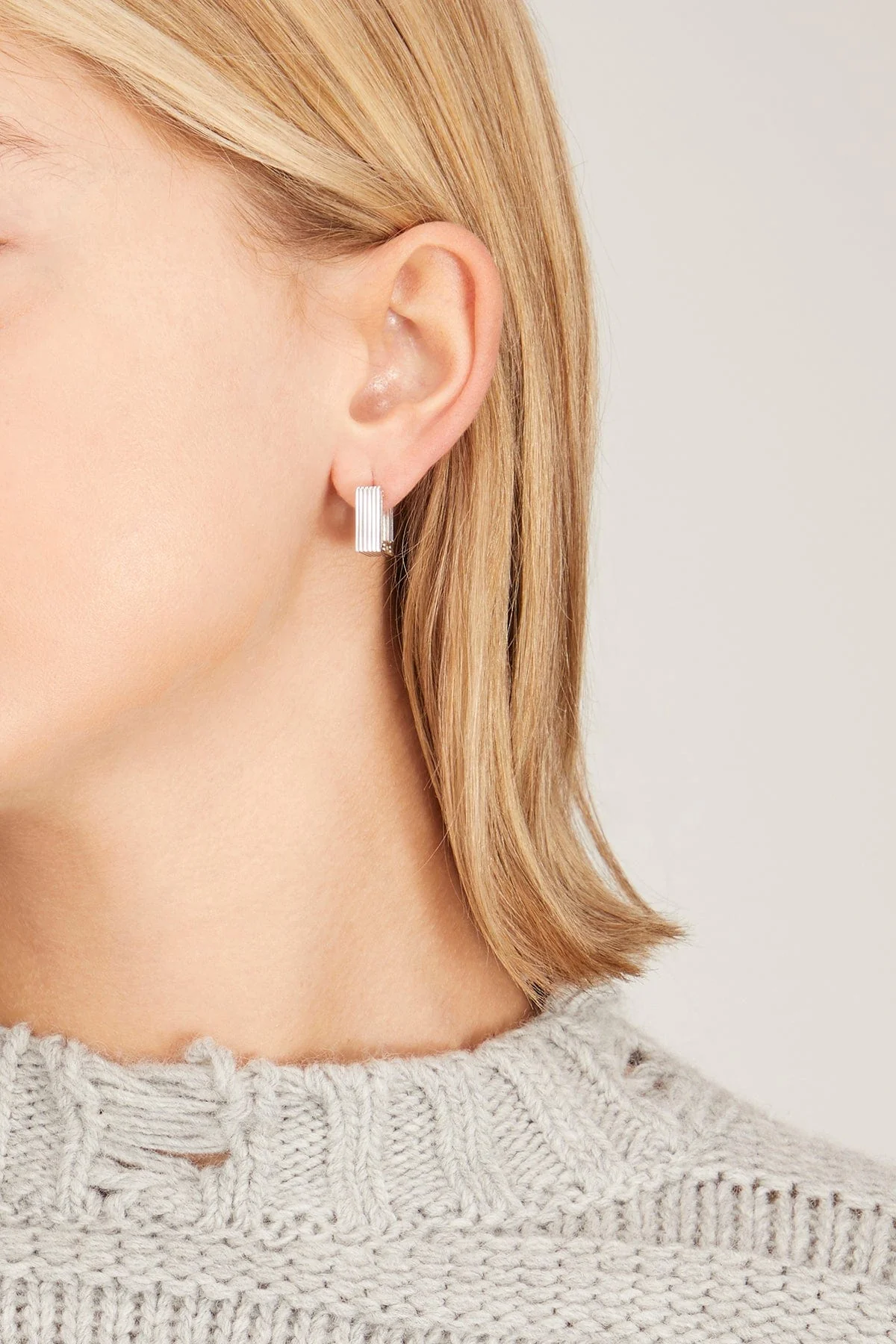 Mini Narrow Aurelia Hoops in Silver - Image 2