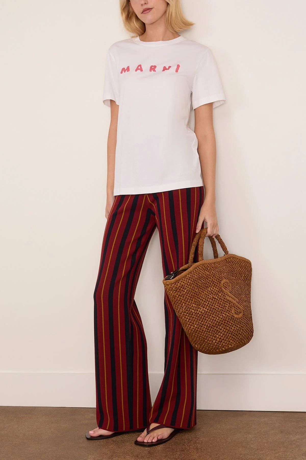 Mira Knitted Pant in Red Stripes - Image 2