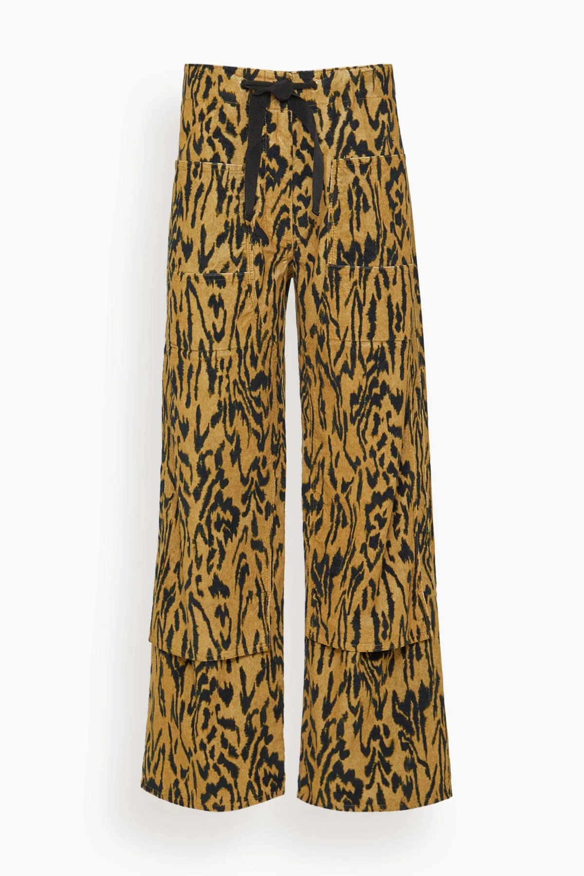 Moiree Print Velvet Cargo Pants in Honey